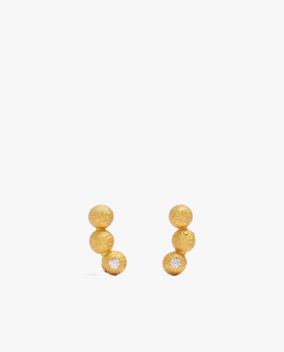 Imagen 0 de Pendientes trepadores de plata de ley con baño de oro de 18 k con circonitas Blanco