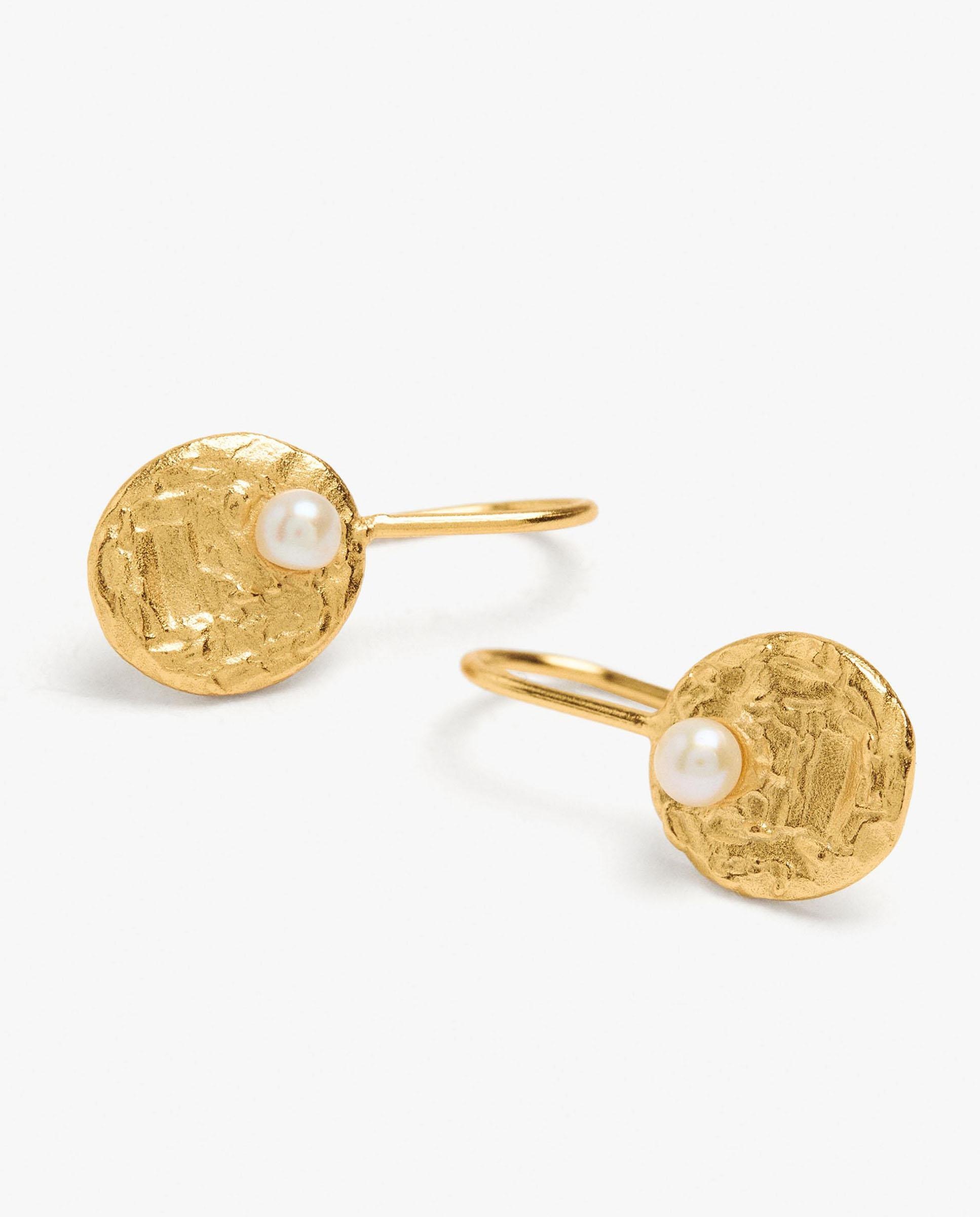 Pendientes de plata de ley bañado en oro de 18 k redondos con perla decorativa - Parfois - Blanco Blanco-2