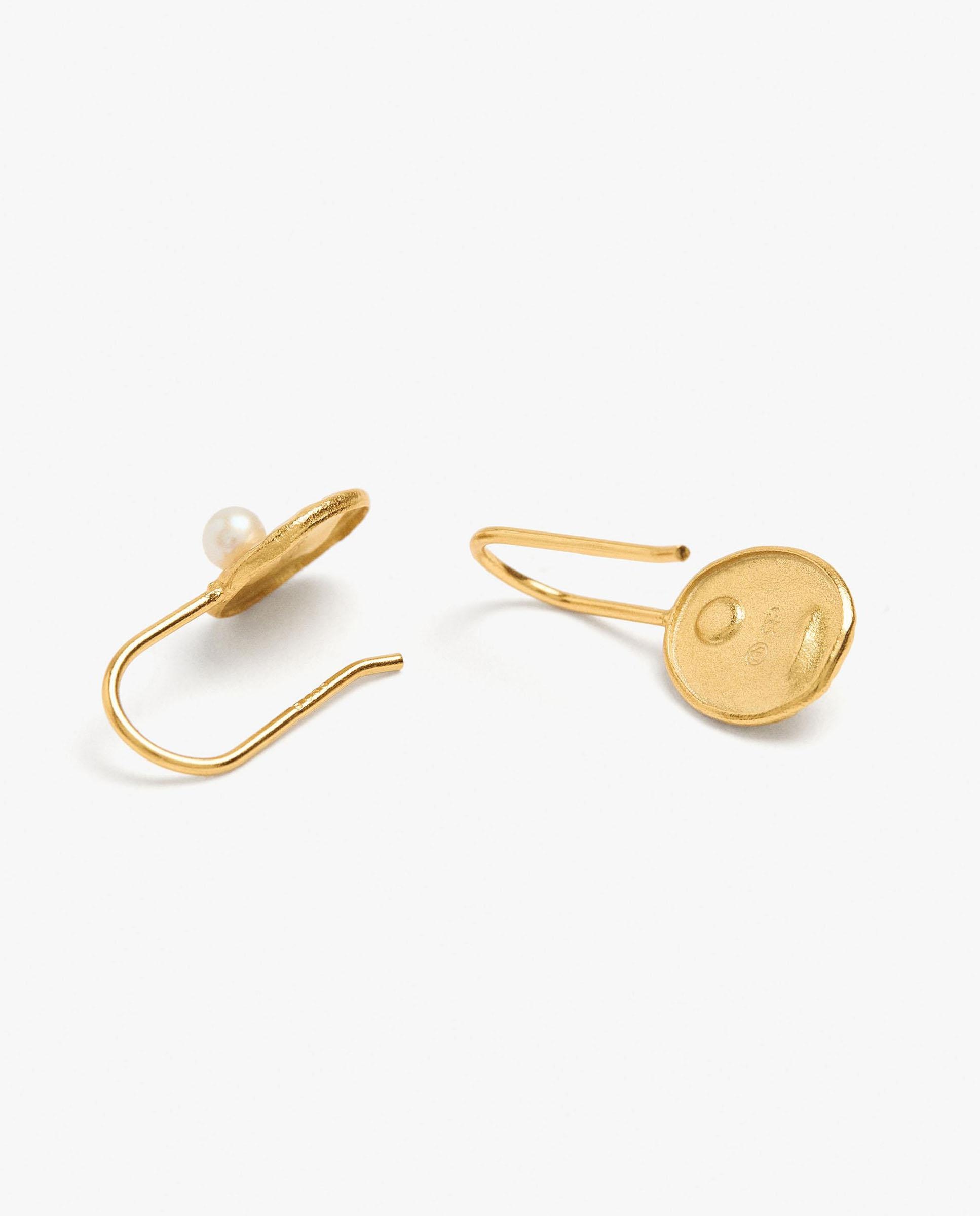 Pendientes de plata de ley bañado en oro de 18 k redondos con perla decorativa - Parfois - Blanco Blanco-3