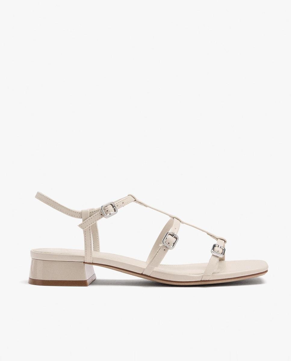 Parfois - Sandalias de tacón de mujer con tiras y cierre de hebilla en liso.