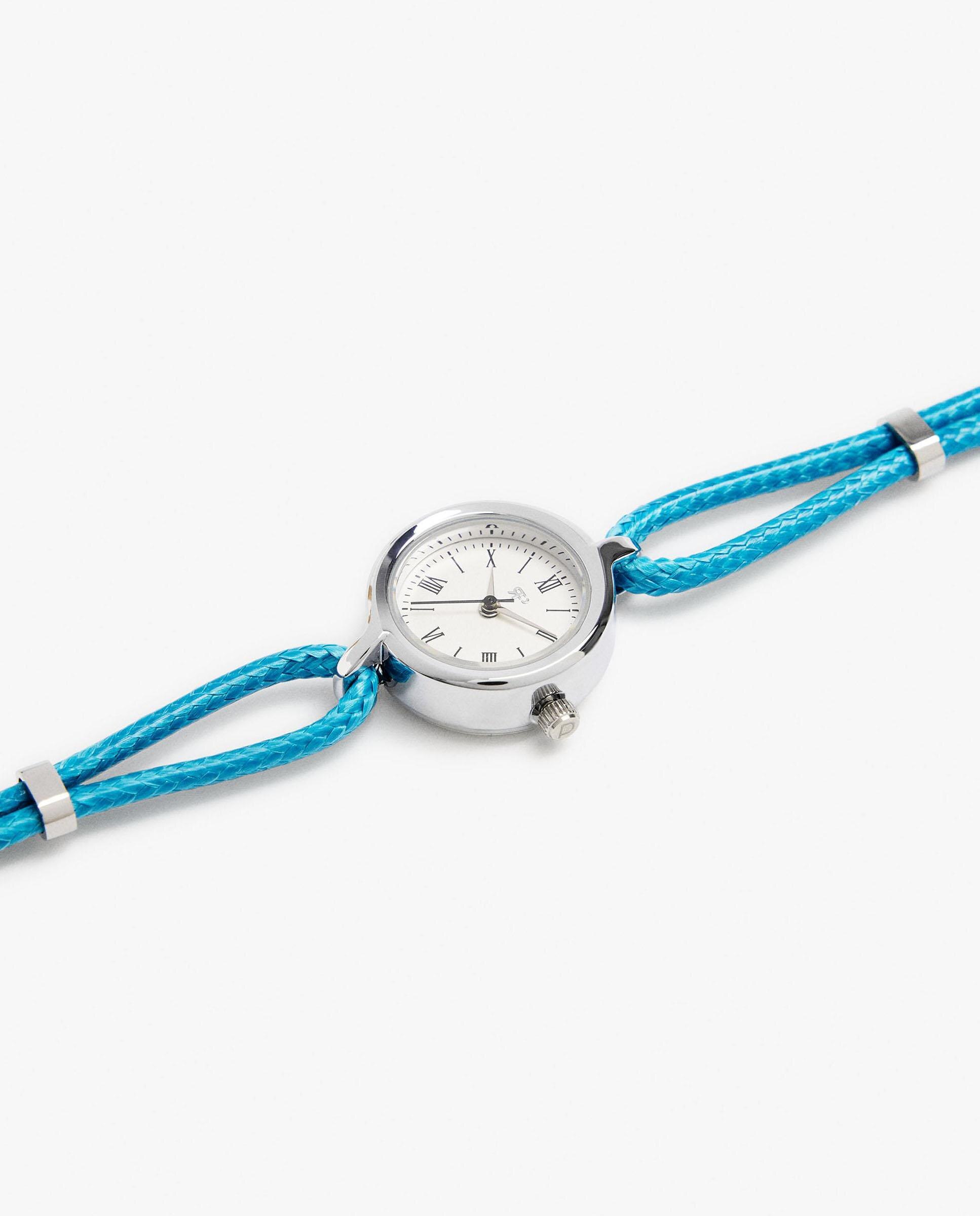 Reloj de mujer Parfois redondo con correa de cuerda - Azul Azul-2
