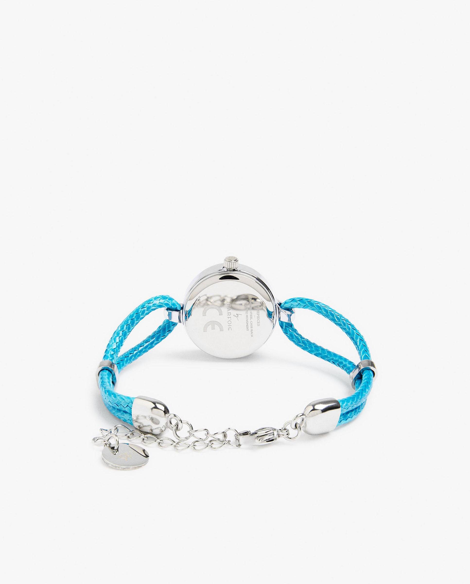 Reloj de mujer Parfois redondo con correa de cuerda - Azul Azul-3