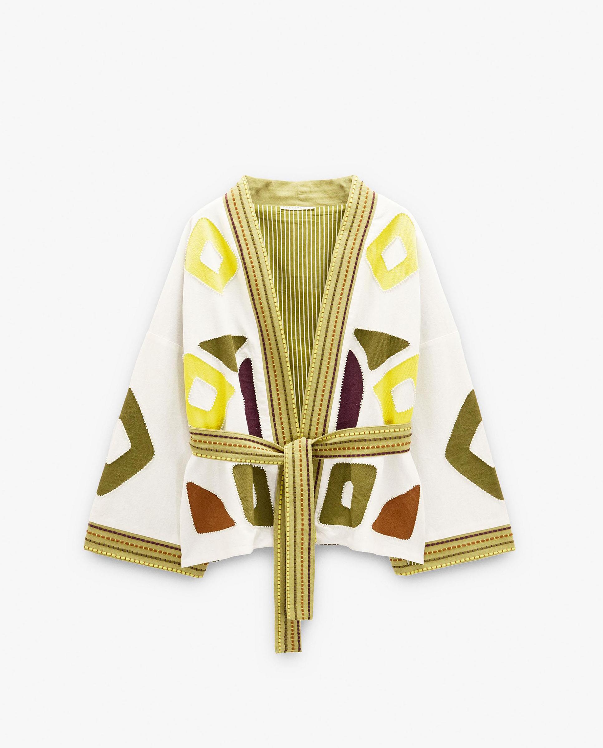 Caftán de mujer 100% algodón estilo kimono con estampado geométrico - Parfois - Multicolor Multicolor-1