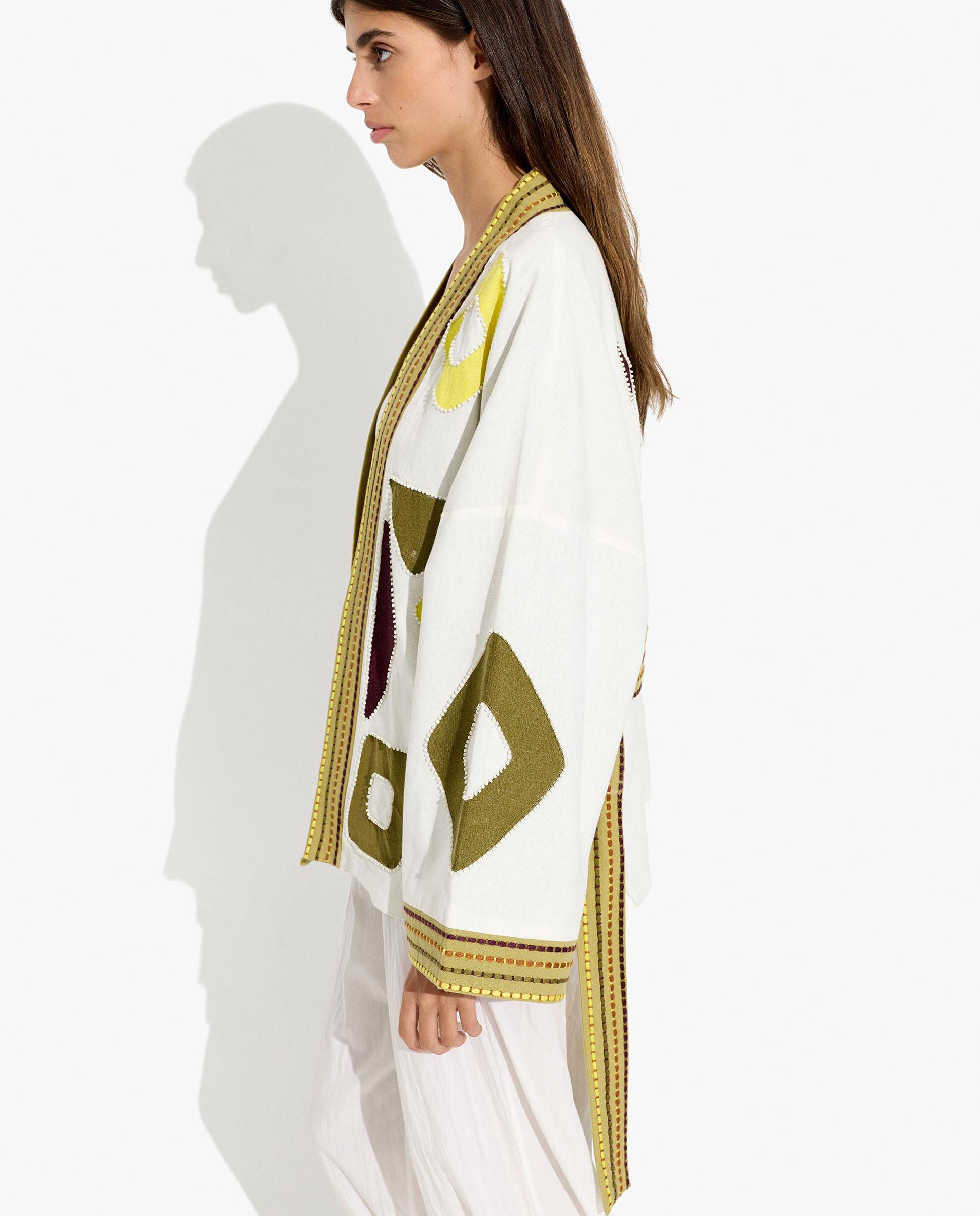 Caftán de mujer 100% algodón estilo kimono con estampado geométrico - Parfois - Multicolor Multicolor-3