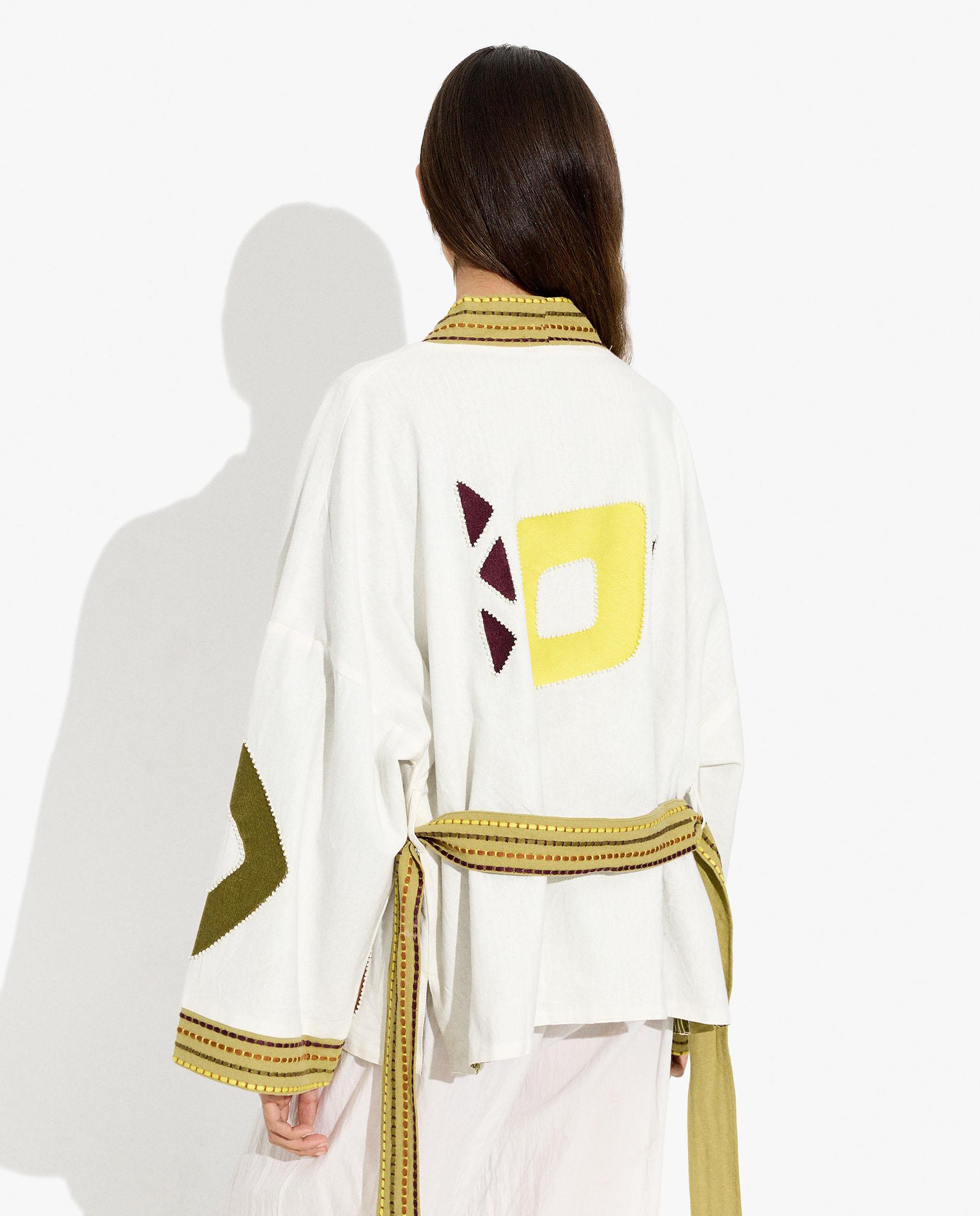 Caftán de mujer 100% algodón estilo kimono con estampado geométrico - Parfois - Multicolor Multicolor-4