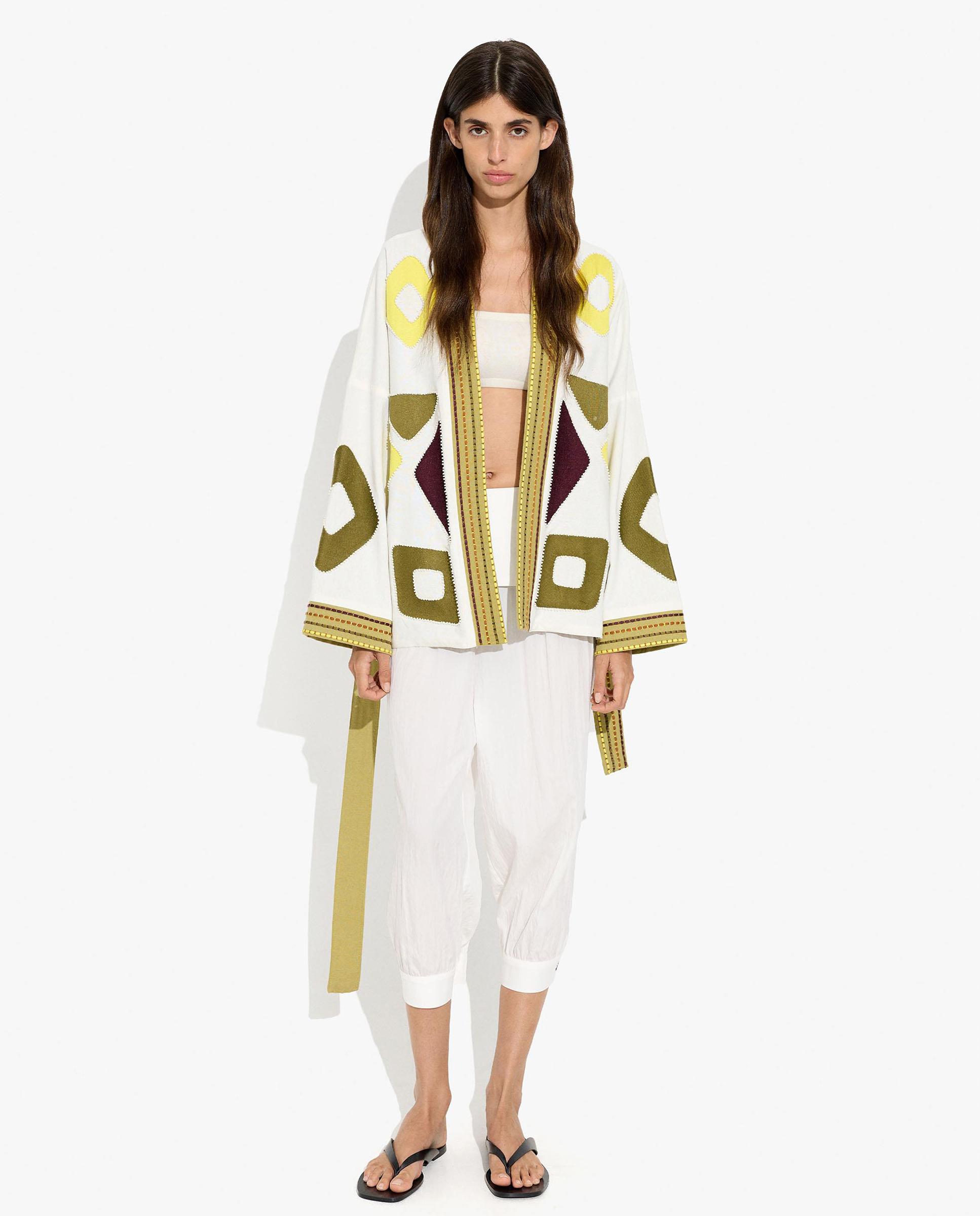 Caftán de mujer 100% algodón estilo kimono con estampado geométrico - Parfois - Multicolor Multicolor-5