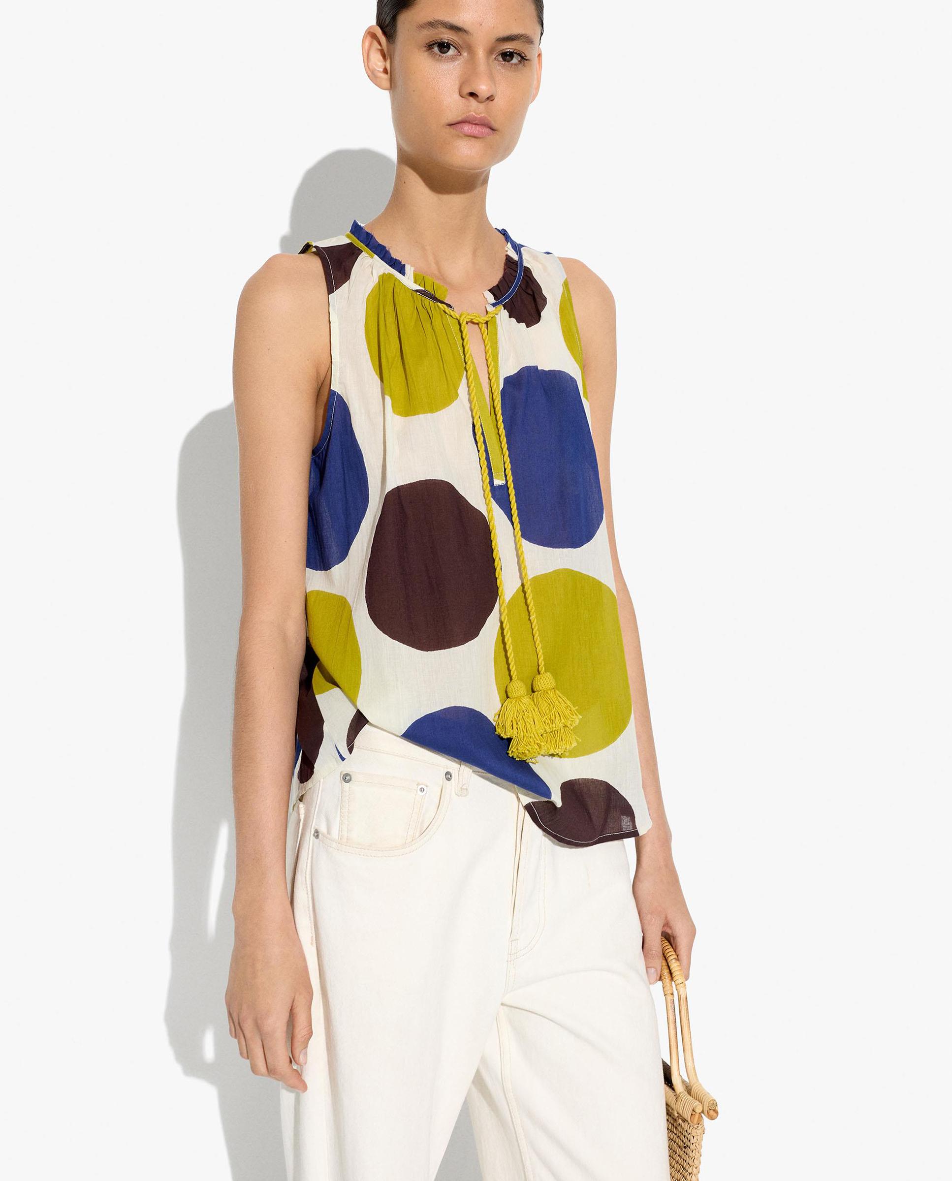 Parfois - Top de mujer 100% algodón con estampado de lunares.
