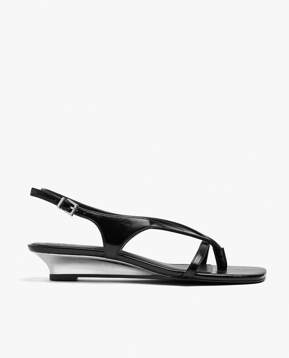 Sandalias de tacón de mujer con tiras cruzadas y cierre de hebilla - Parfois - Negro Negro-1