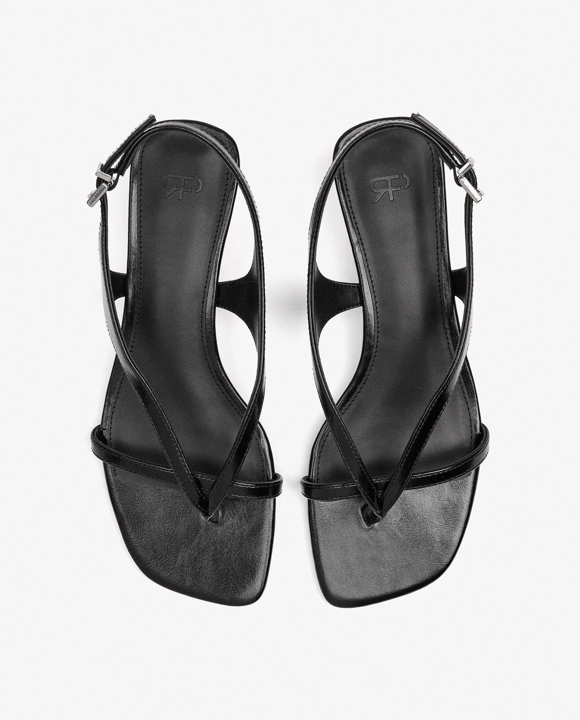 Sandalias de tacón de mujer con tiras cruzadas y cierre de hebilla - Parfois - Negro Negro-3