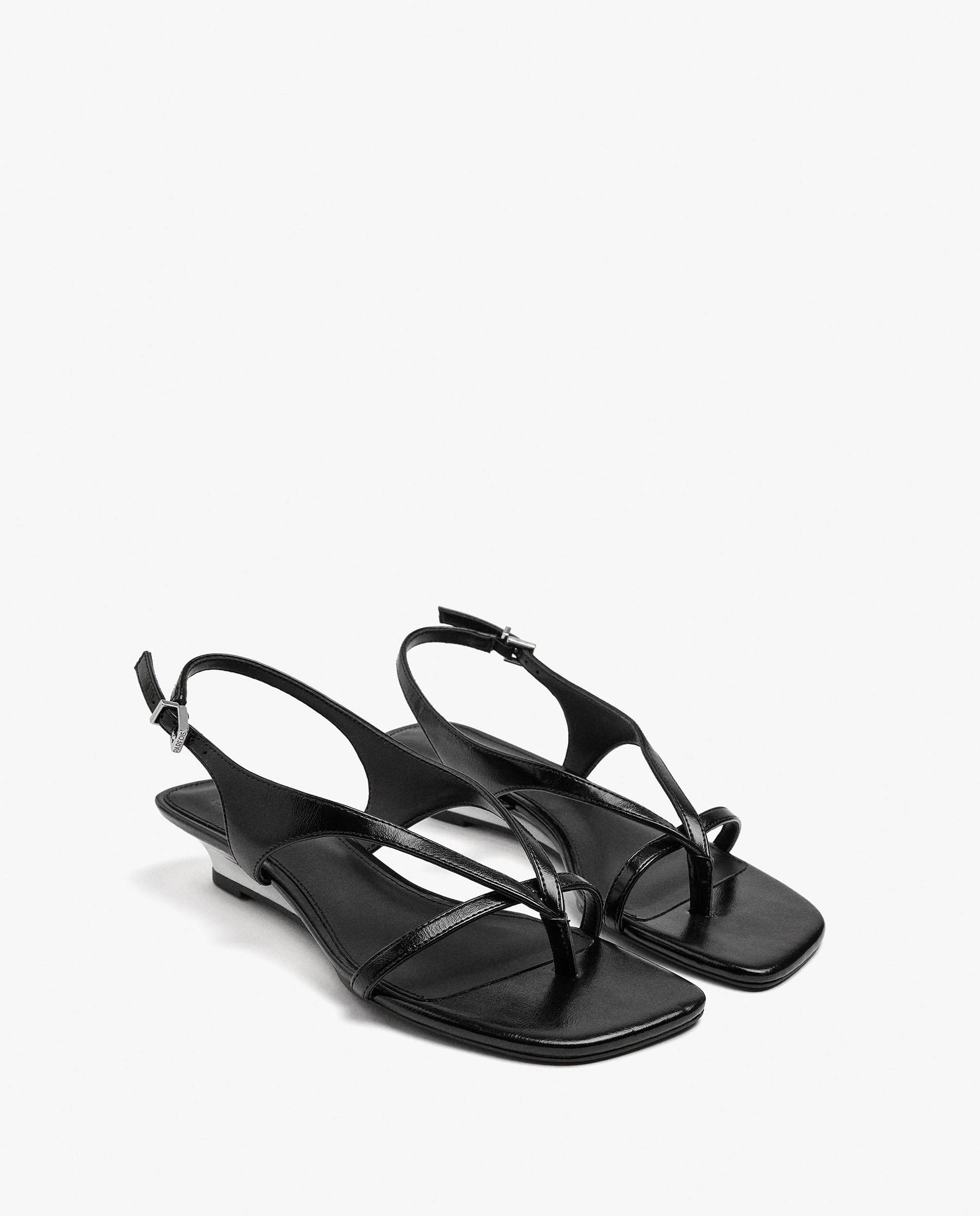 Sandalias de tacón de mujer con tiras cruzadas y cierre de hebilla - Parfois - Negro Negro-2