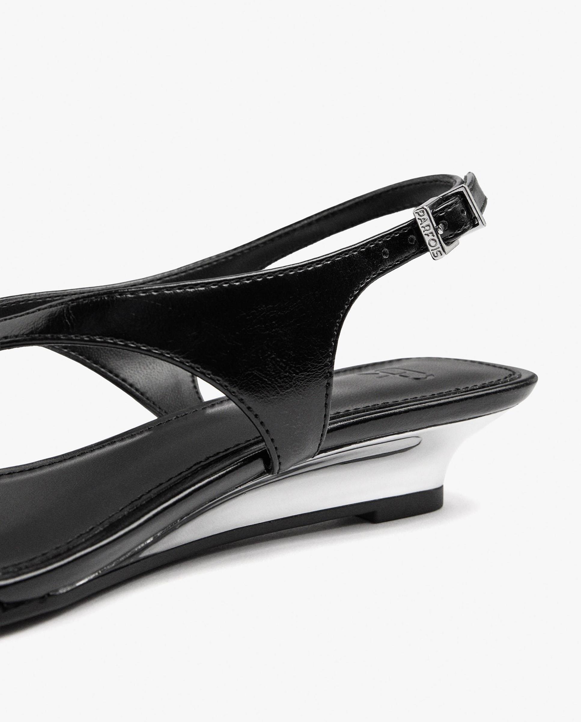 Sandalias de tacón de mujer con tiras cruzadas y cierre de hebilla - Parfois - Negro Negro-5