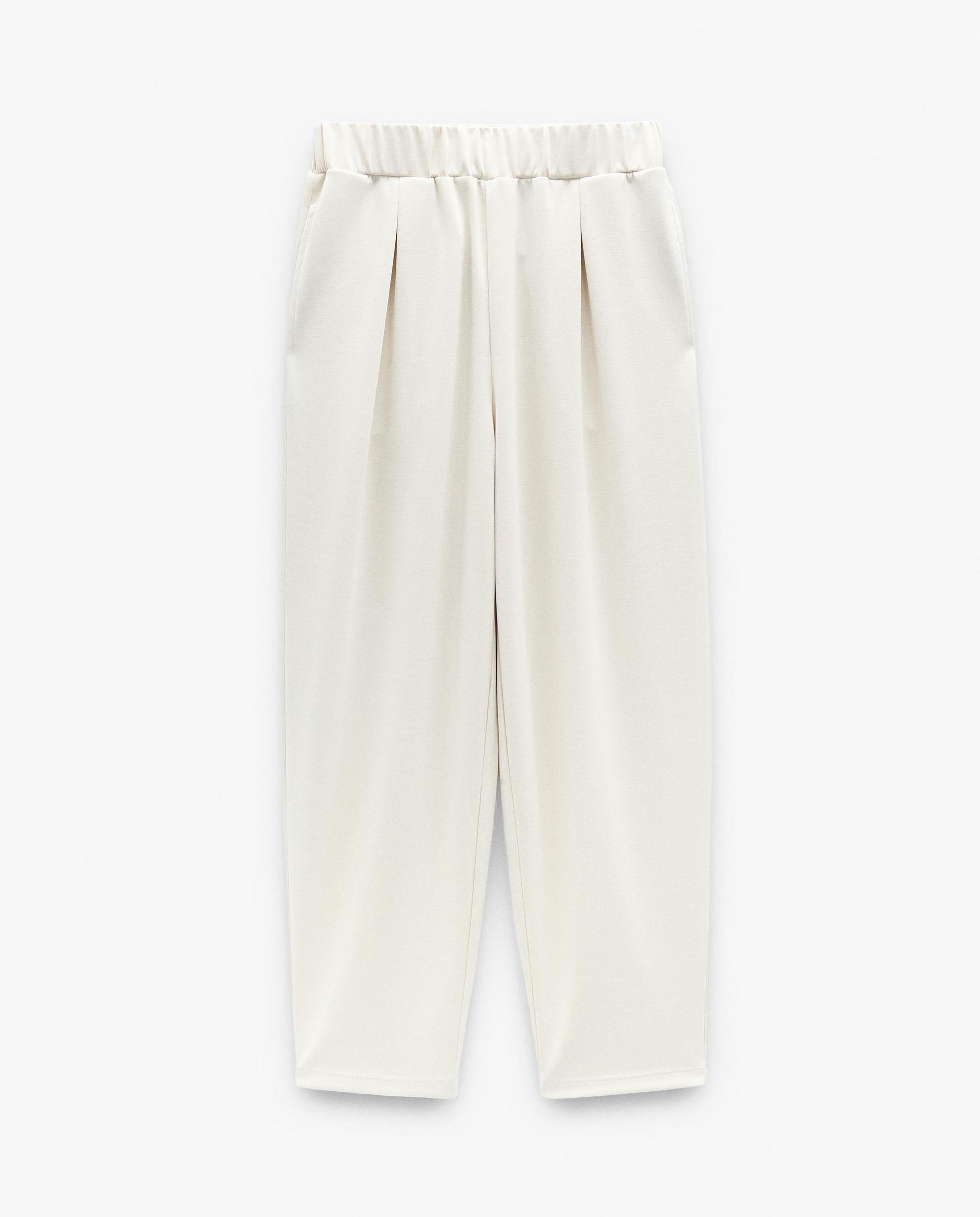 Pantalones rectos de mujer con cintura elástica en liso - Parfois - Blanco Blanco-6