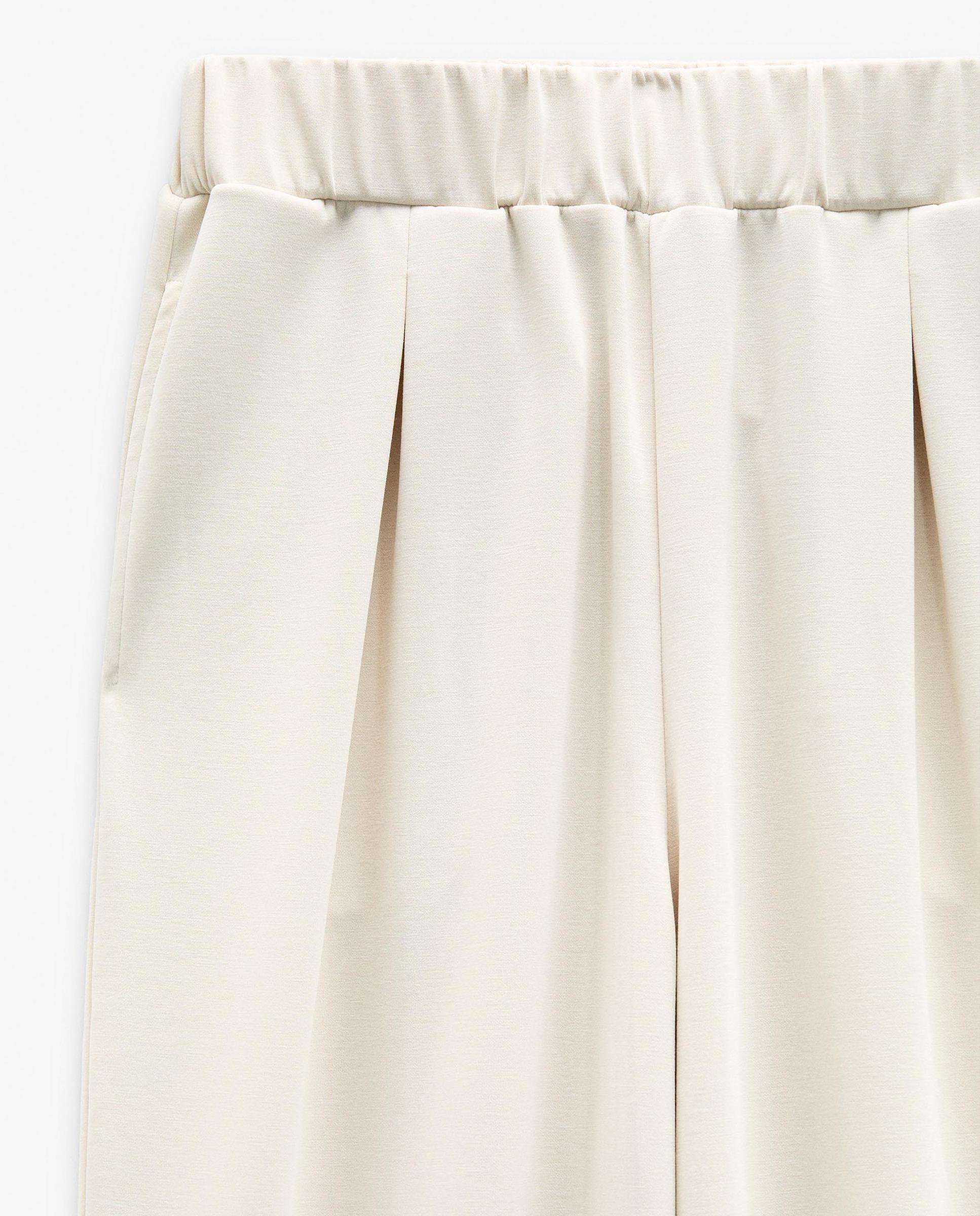 Pantalones rectos de mujer con cintura elástica en liso - Parfois - Blanco Blanco-5