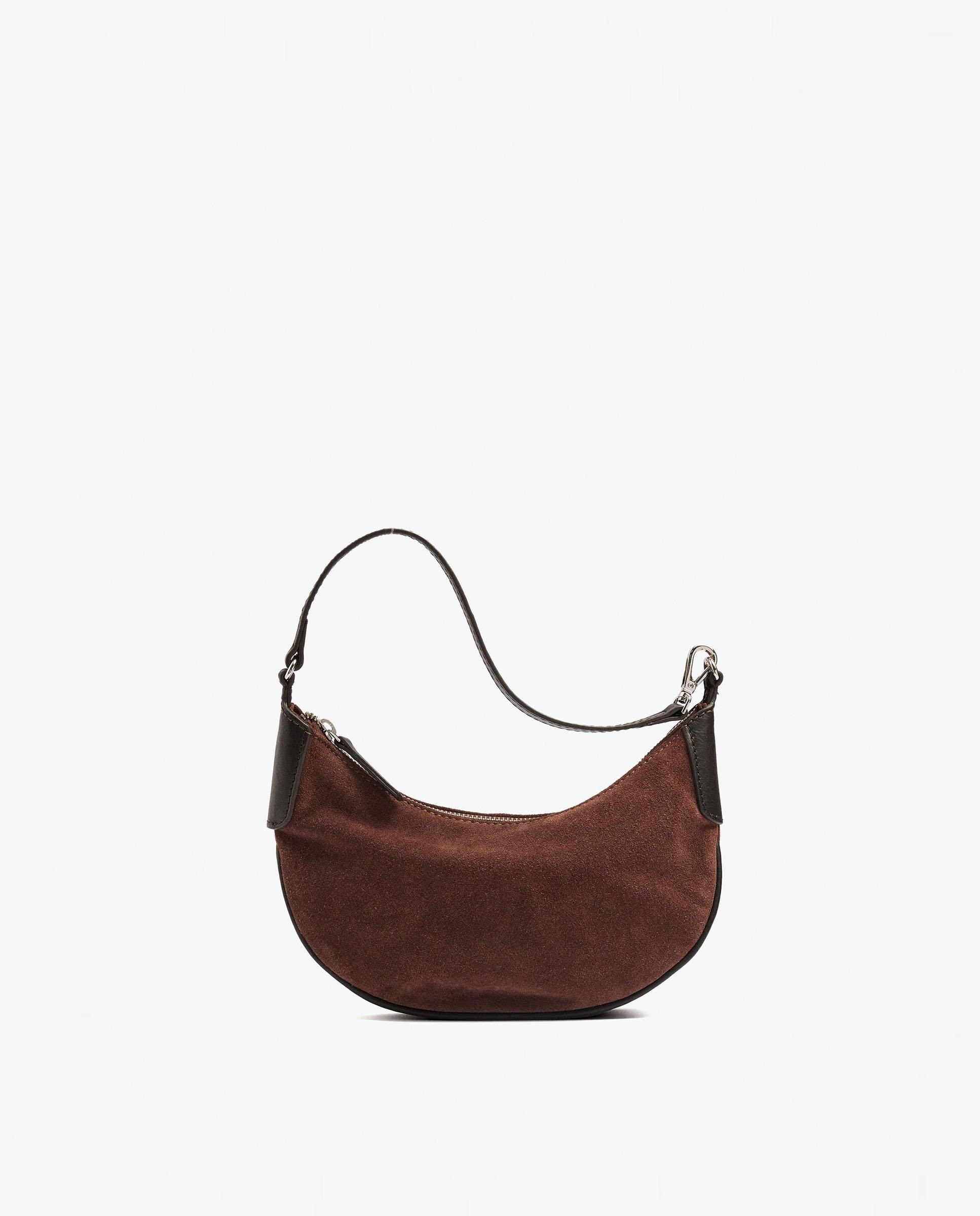 Bolso de hombro 100% piel con cierre de cremallera en liso - Parfois - Marrón oscuro Marrón oscuro-1