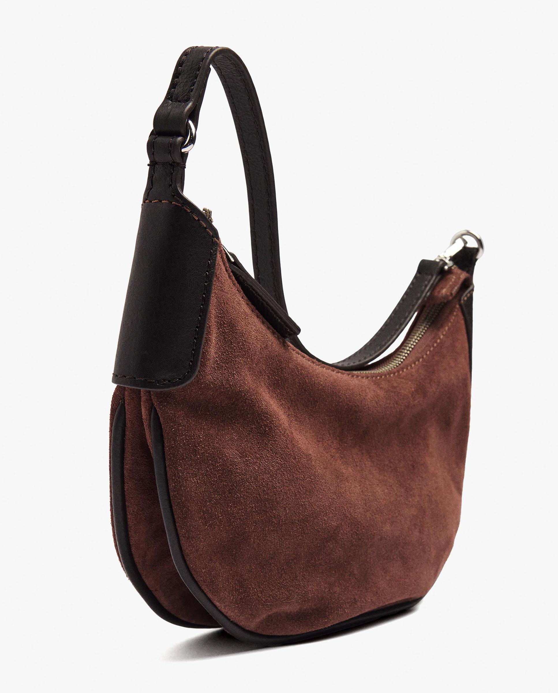 Bolso de hombro 100% piel con cierre de cremallera en liso - Parfois - Marrón oscuro Marrón oscuro-3