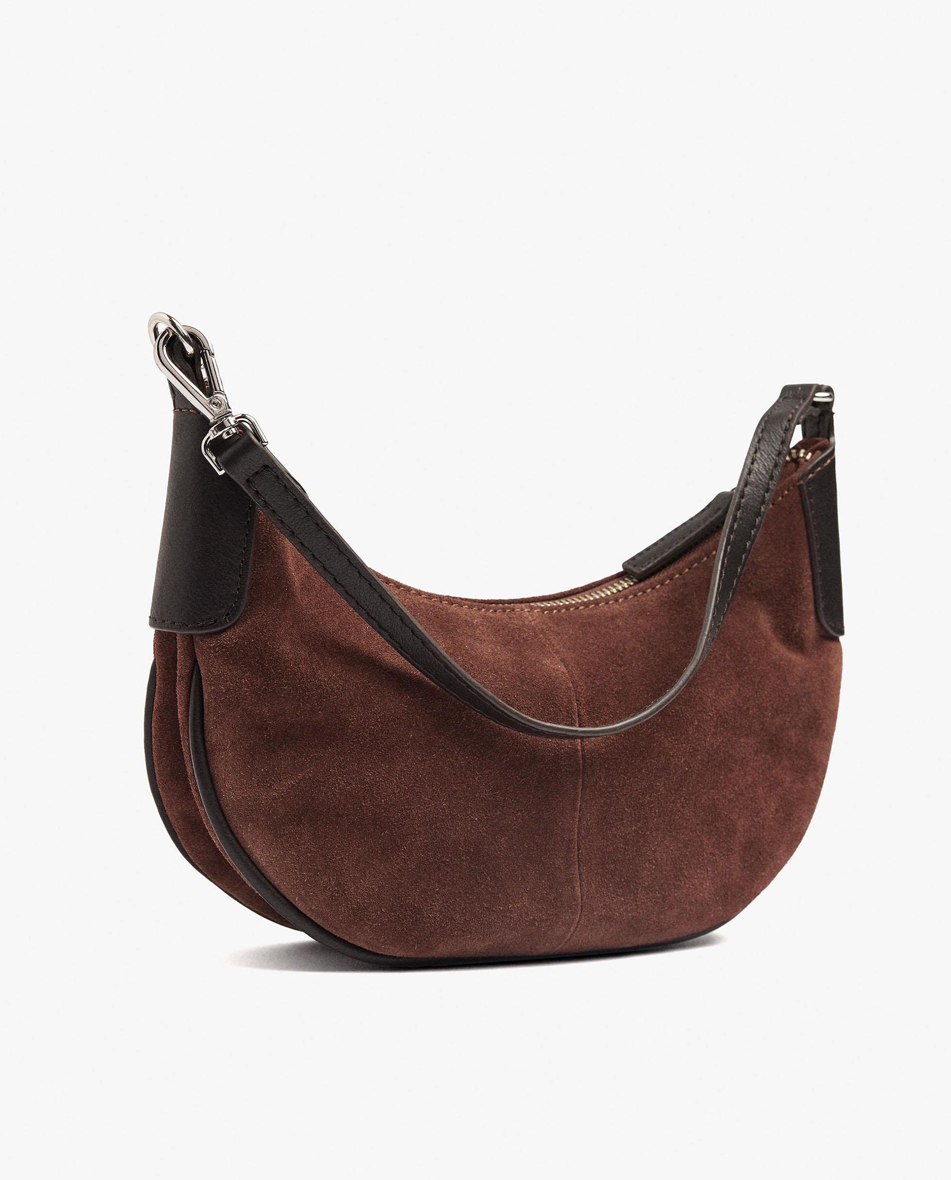 Bolso de hombro 100% piel con cierre de cremallera en liso - Parfois - Marrón oscuro Marrón oscuro-2