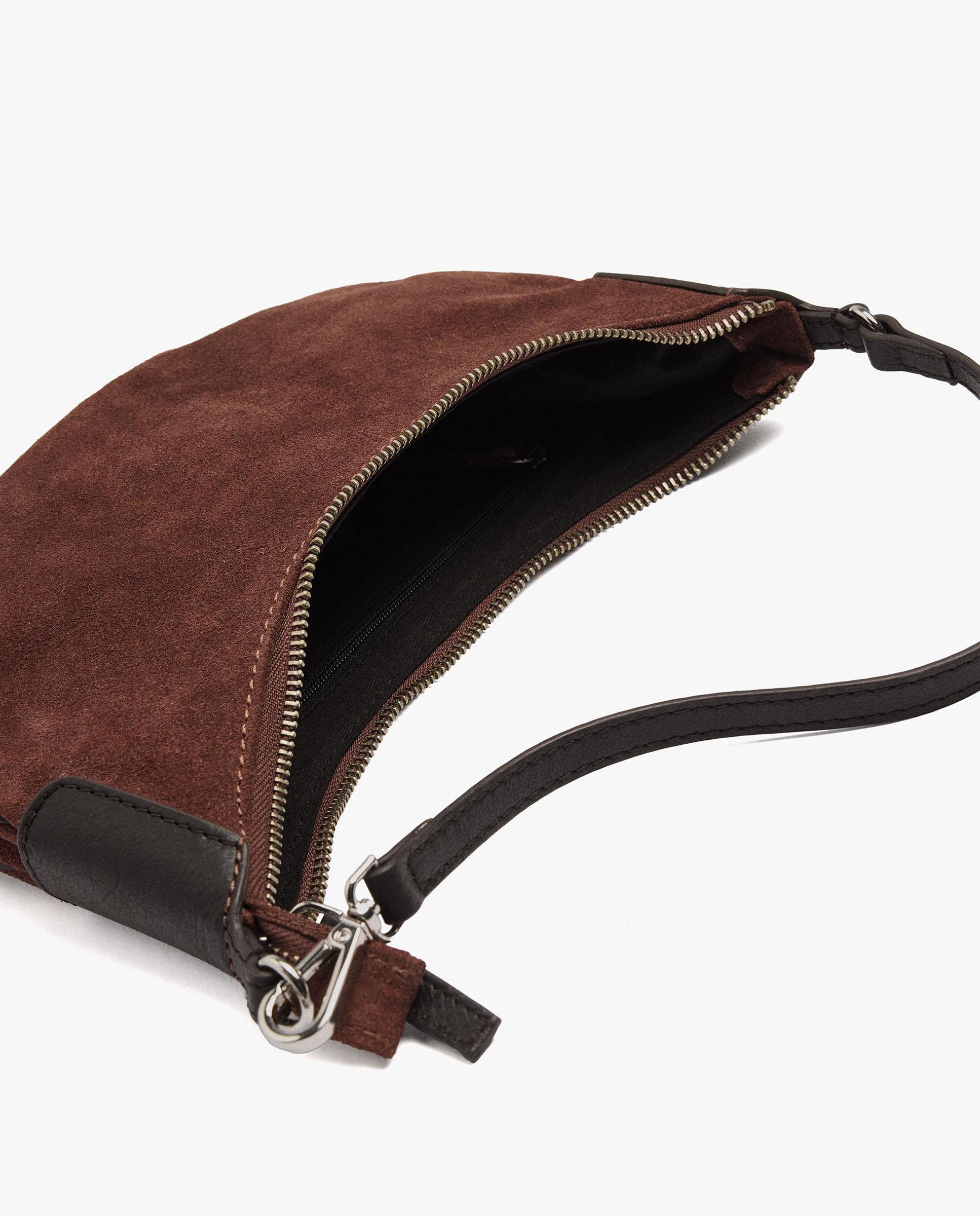 Bolso de hombro 100% piel con cierre de cremallera en liso - Parfois - Marrón oscuro Marrón oscuro-4
