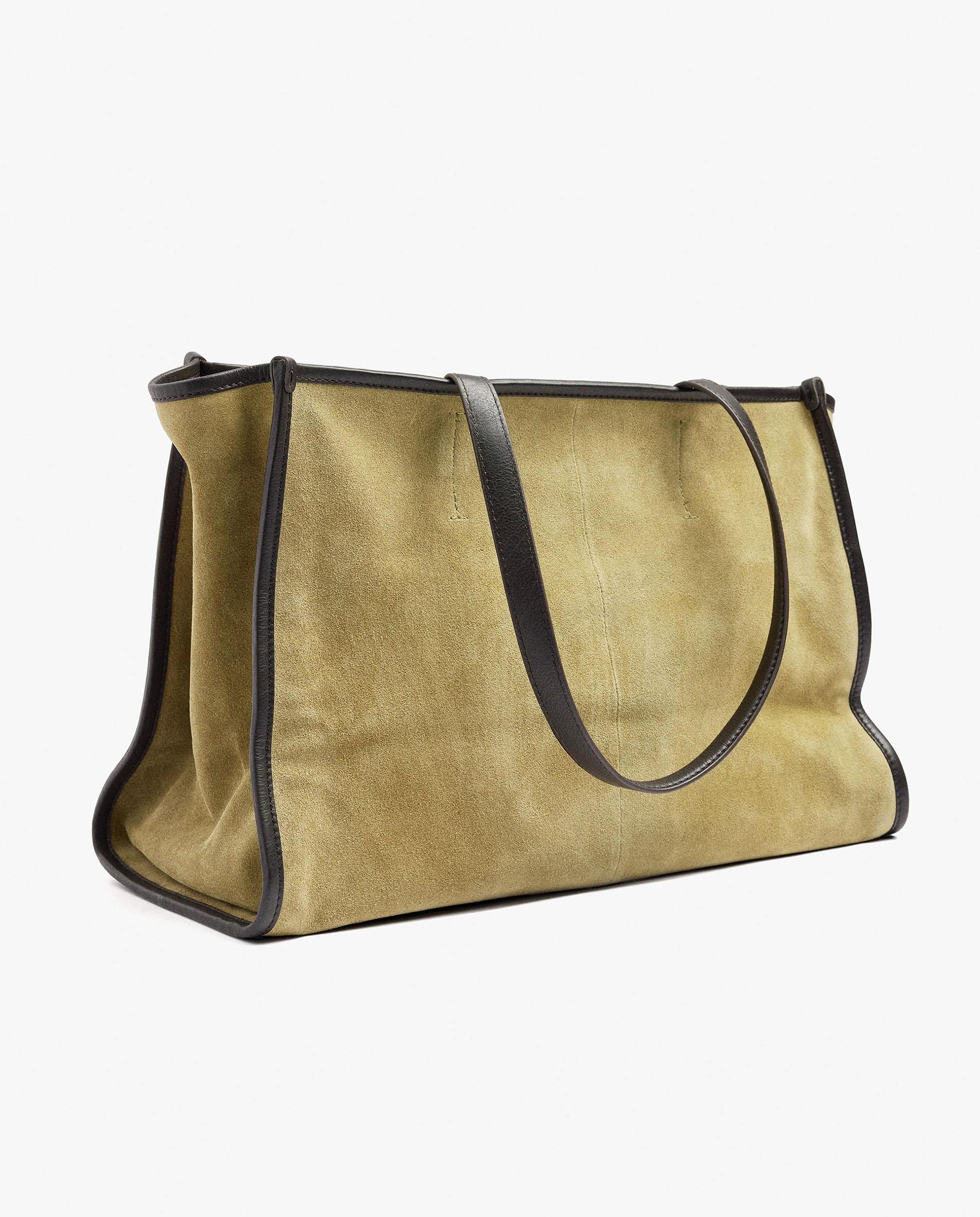 Shopper 100% piel grande con cierre de cremallera en liso - Parfois - Mostaza Mostaza-6