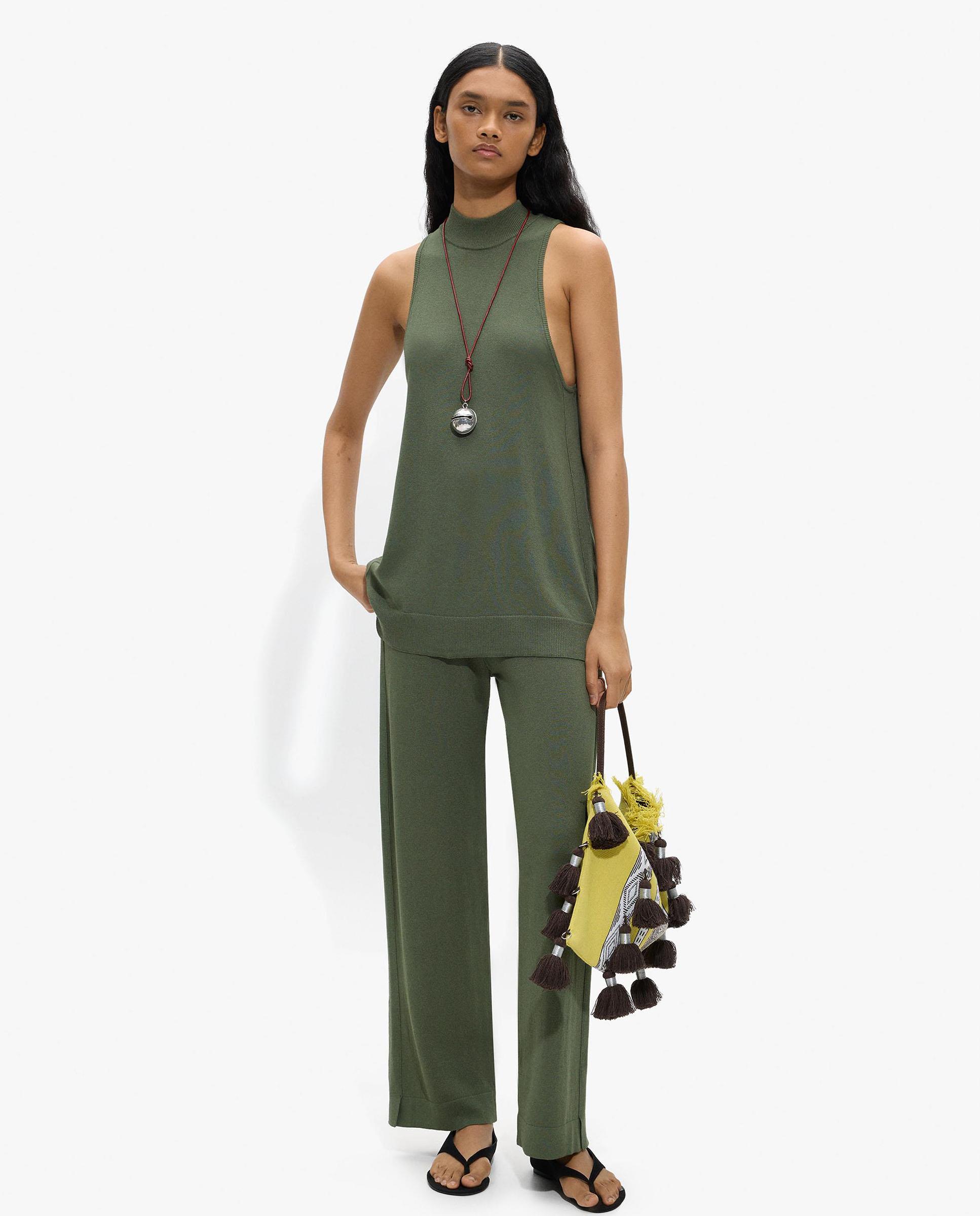 Parfois - Pantalones rectos de mujer con cintura ajustable en liso.