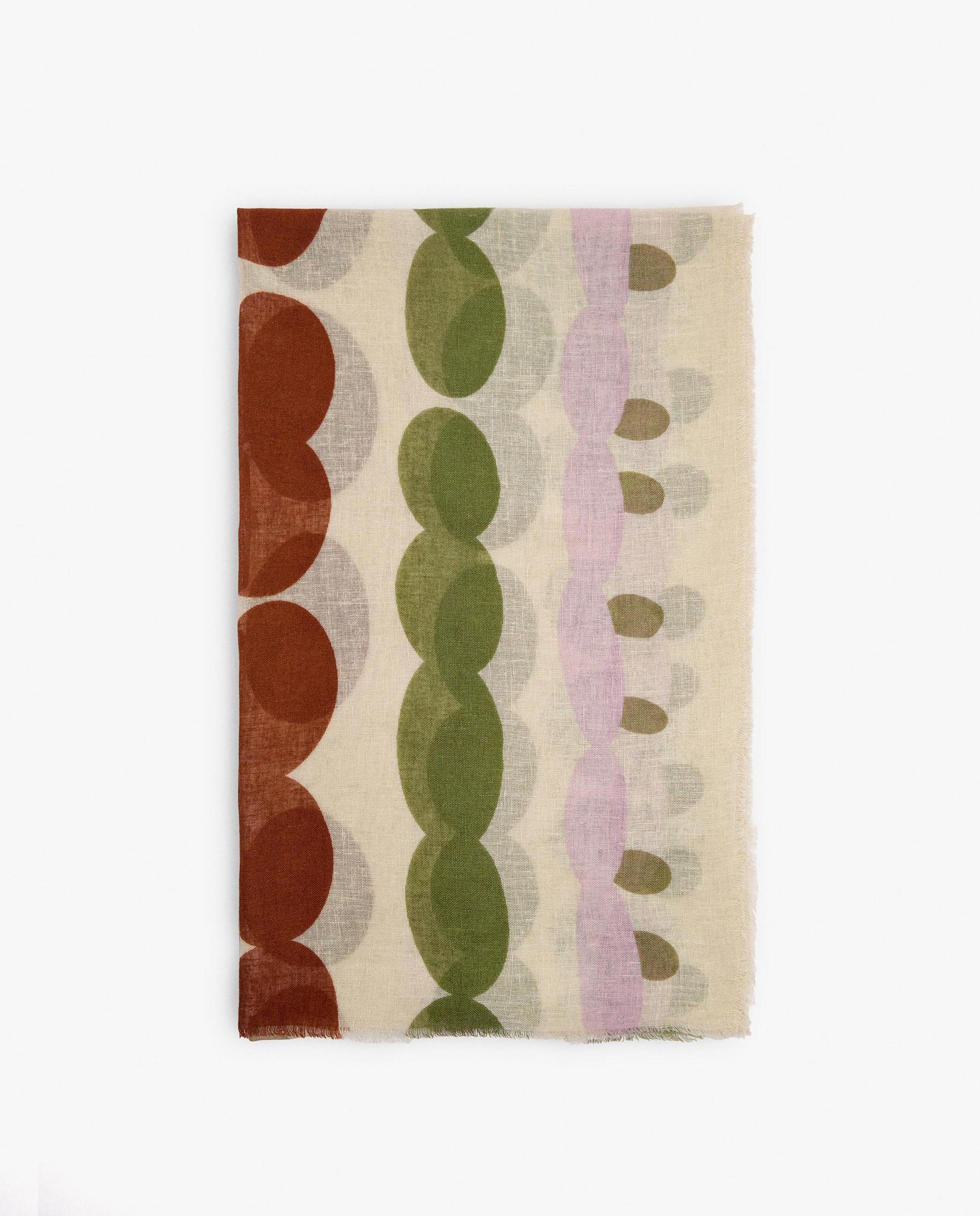 Pañuelo con pespuntes y estampado geométrico - Parfois - Crudo Crudo-1