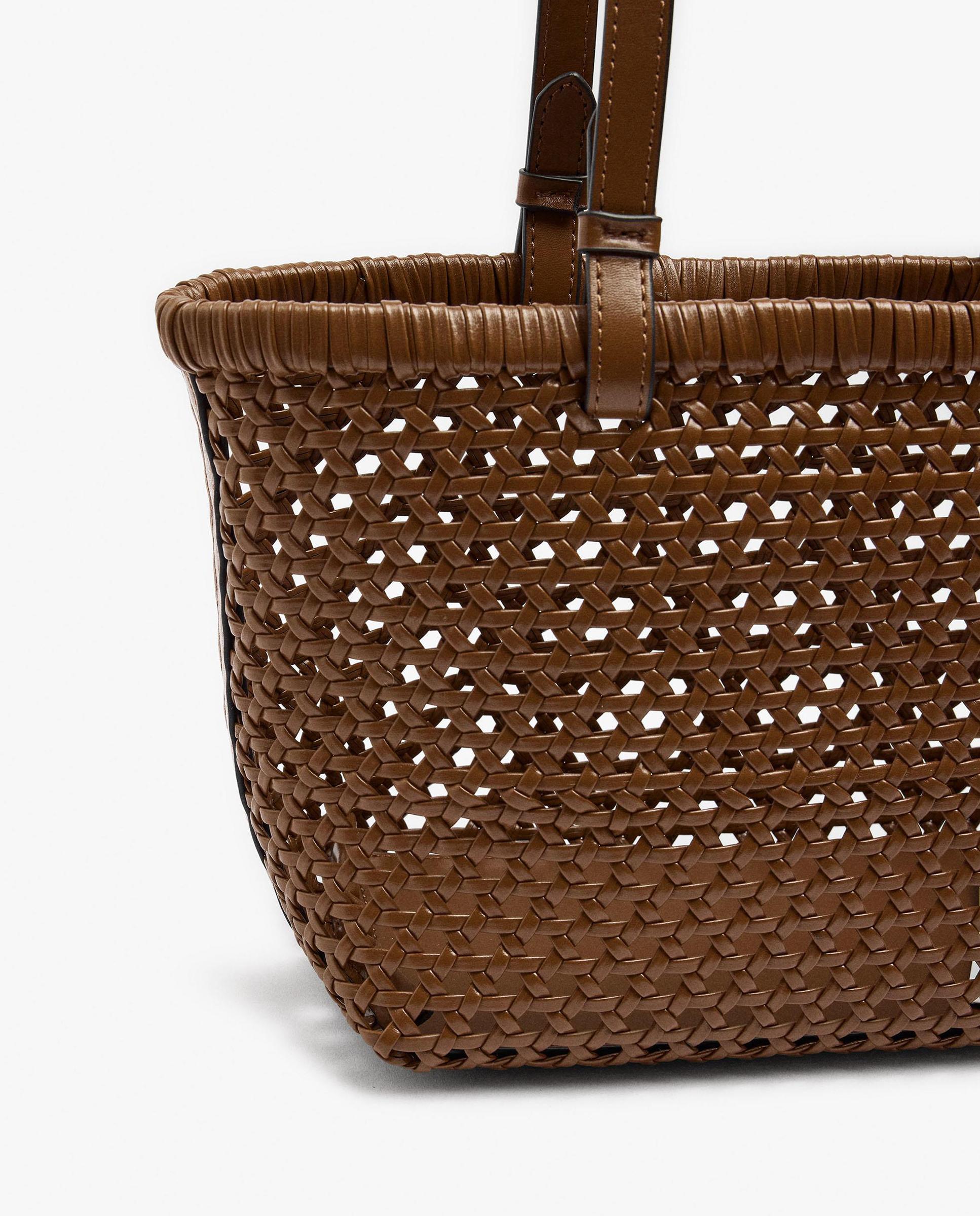 Bolso de mano estilo tote trenzado con neceser extraíble en liso - Parfois - Marrón oscuro Marrón oscuro-4