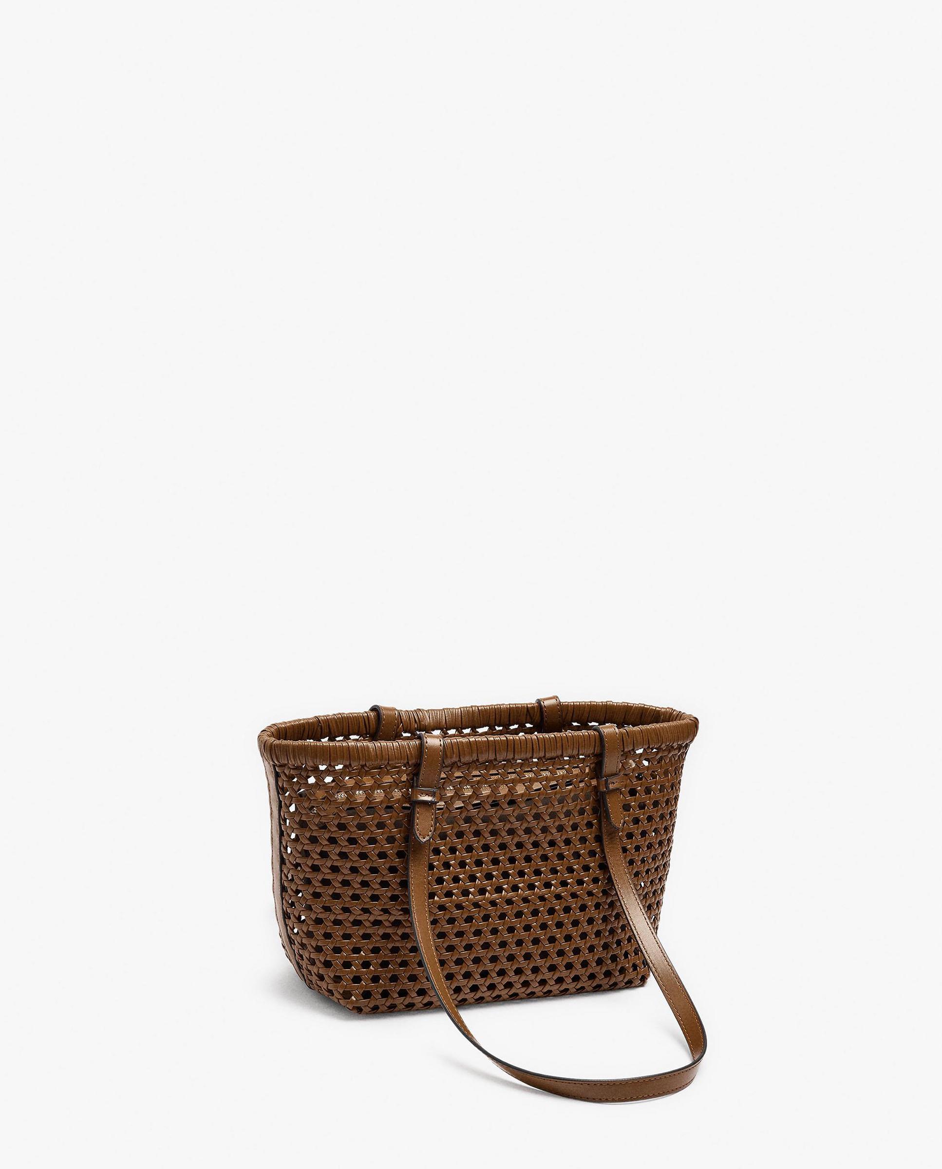 Bolso de mano estilo tote trenzado con neceser extraíble en liso - Parfois - Marrón oscuro Marrón oscuro-5