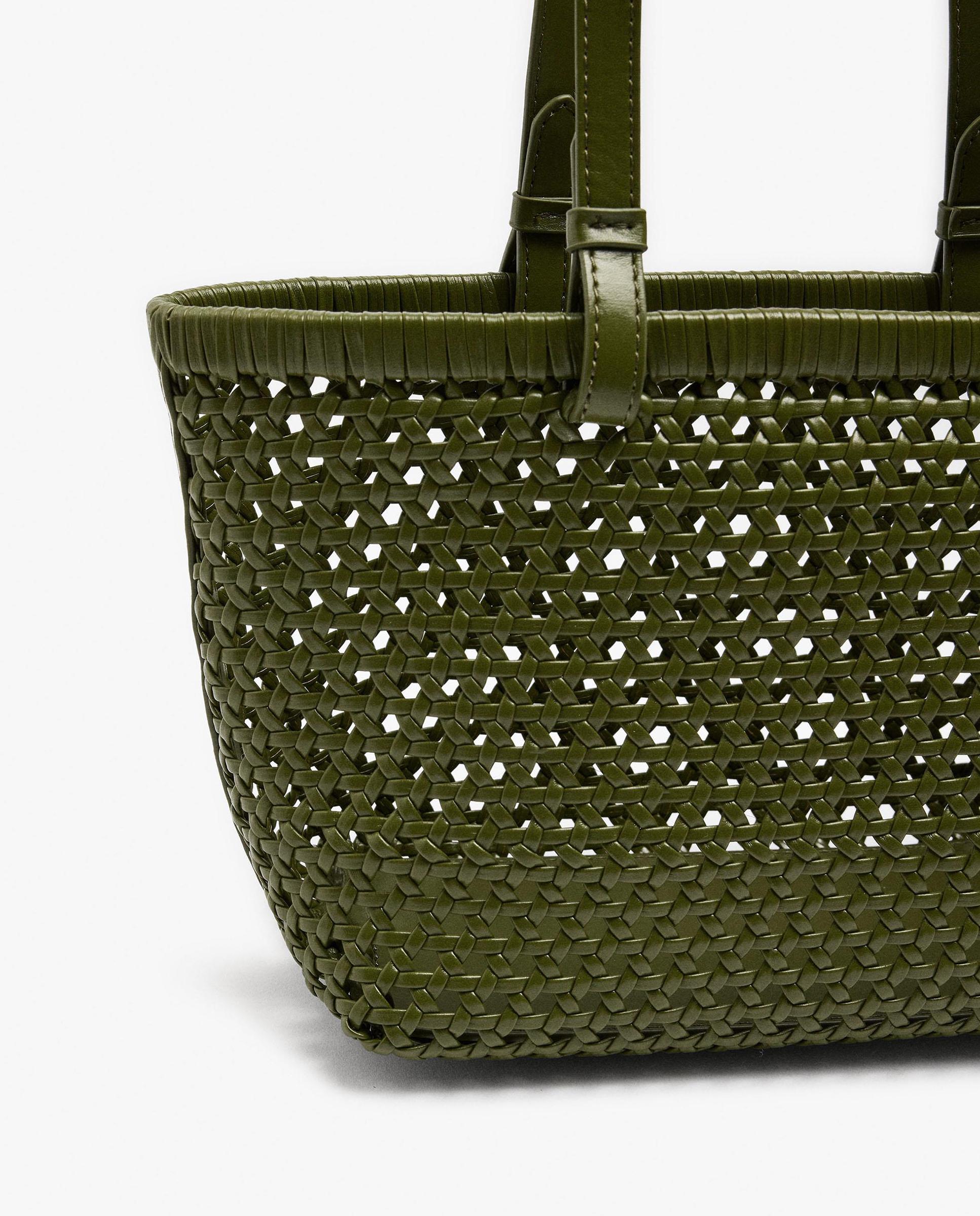 Bolso de mano estilo tote trenzado con neceser extraíble en liso - Parfois - Verde Verde-2