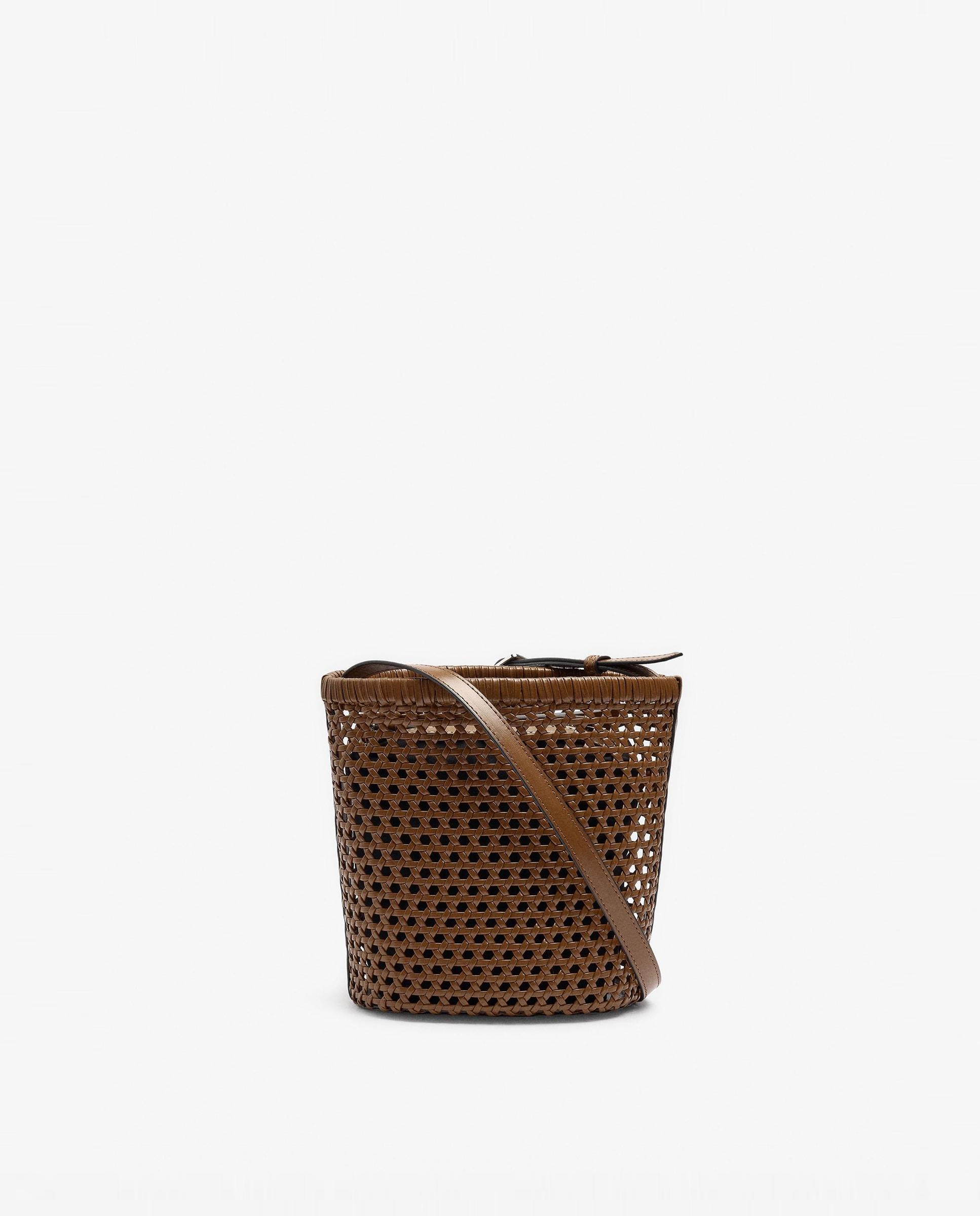 Bandolera de mujer trenzada con neceser extraíble en liso - Parfois - Camel Camel-1