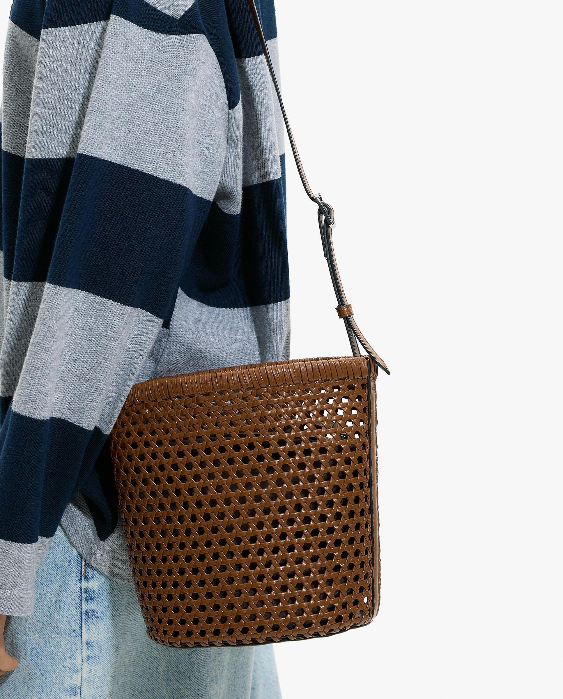 Bandolera de mujer trenzada con neceser extraíble en liso - Parfois - Camel Camel-2