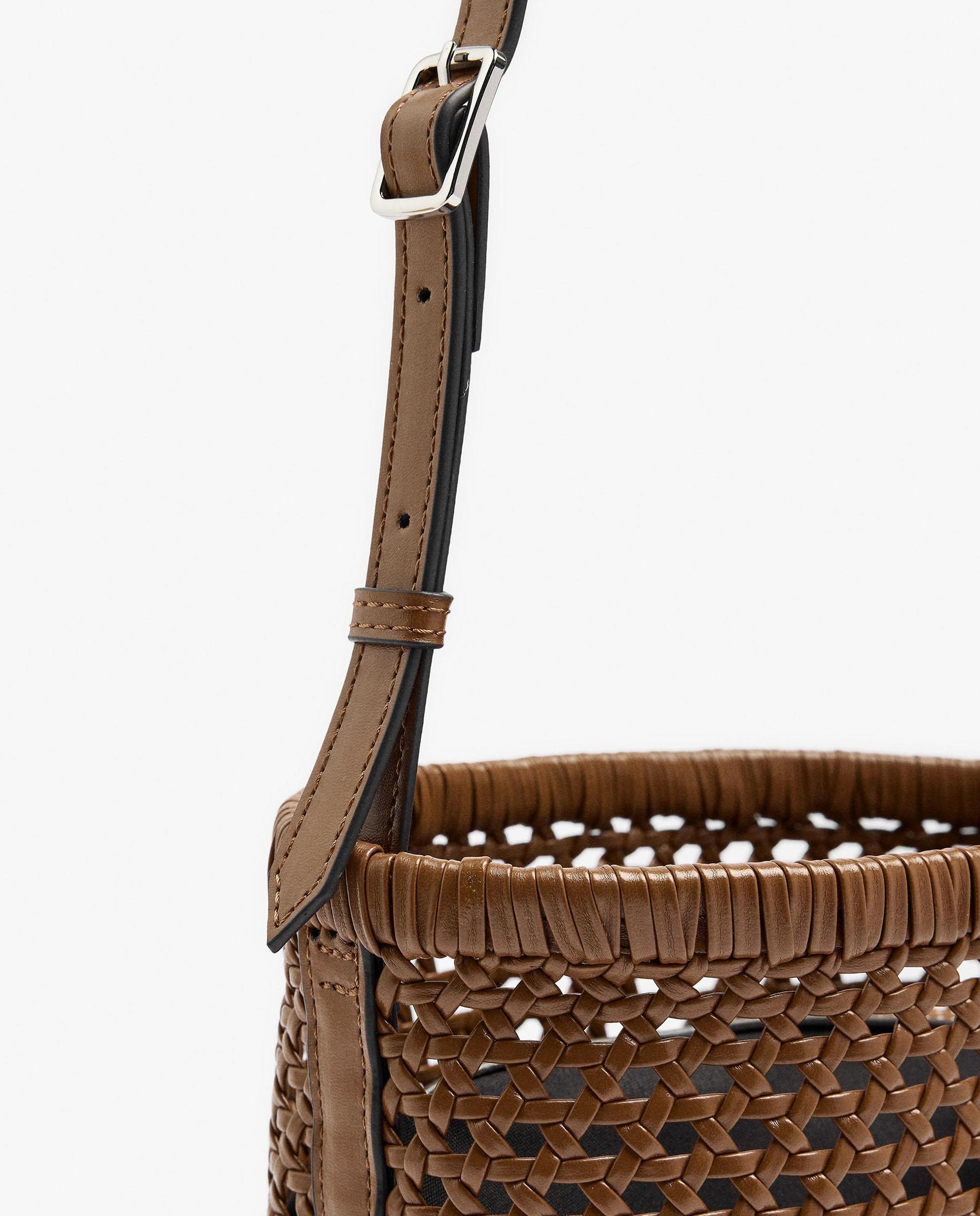 Bandolera de mujer trenzada con neceser extraíble en liso - Parfois - Camel Camel-4