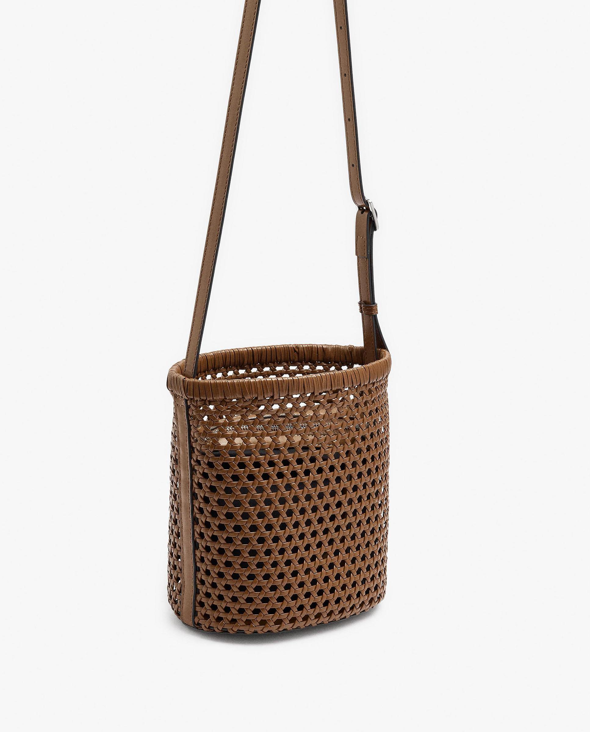 Bandolera de mujer trenzada con neceser extraíble en liso - Parfois - Camel Camel-5