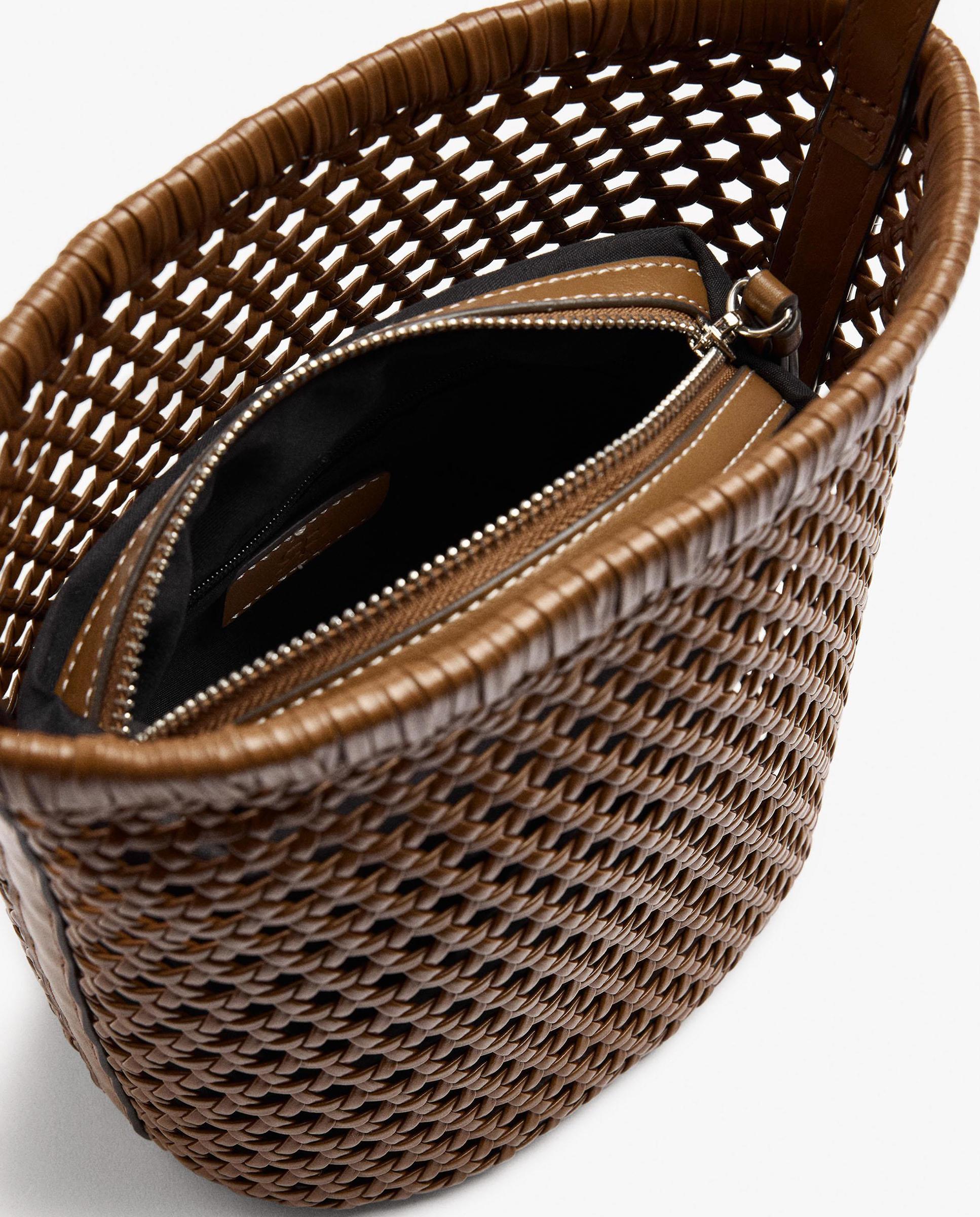 Bandolera de mujer trenzada con neceser extraíble en liso - Parfois - Camel Camel-6