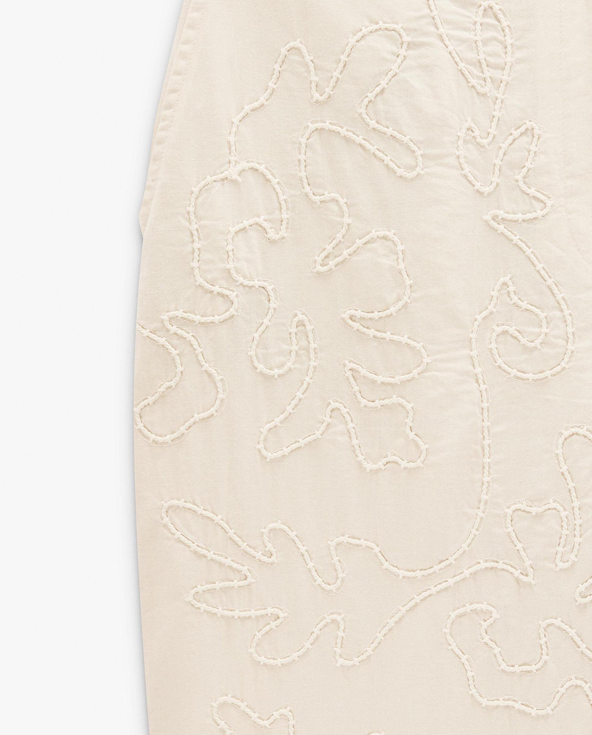 Pantalones rectos de mujer 100% algodón con bordados - Parfois - Natural Natural-6