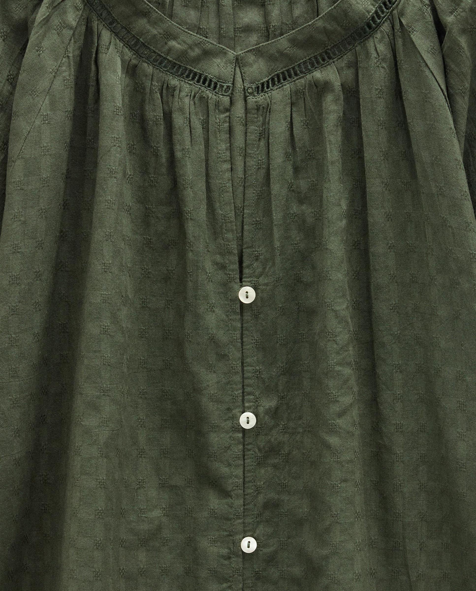 Camisa de mujer 100% algodón de manga corta con cuello mao en liso con bordados - Parfois - Kaki Kaki-6