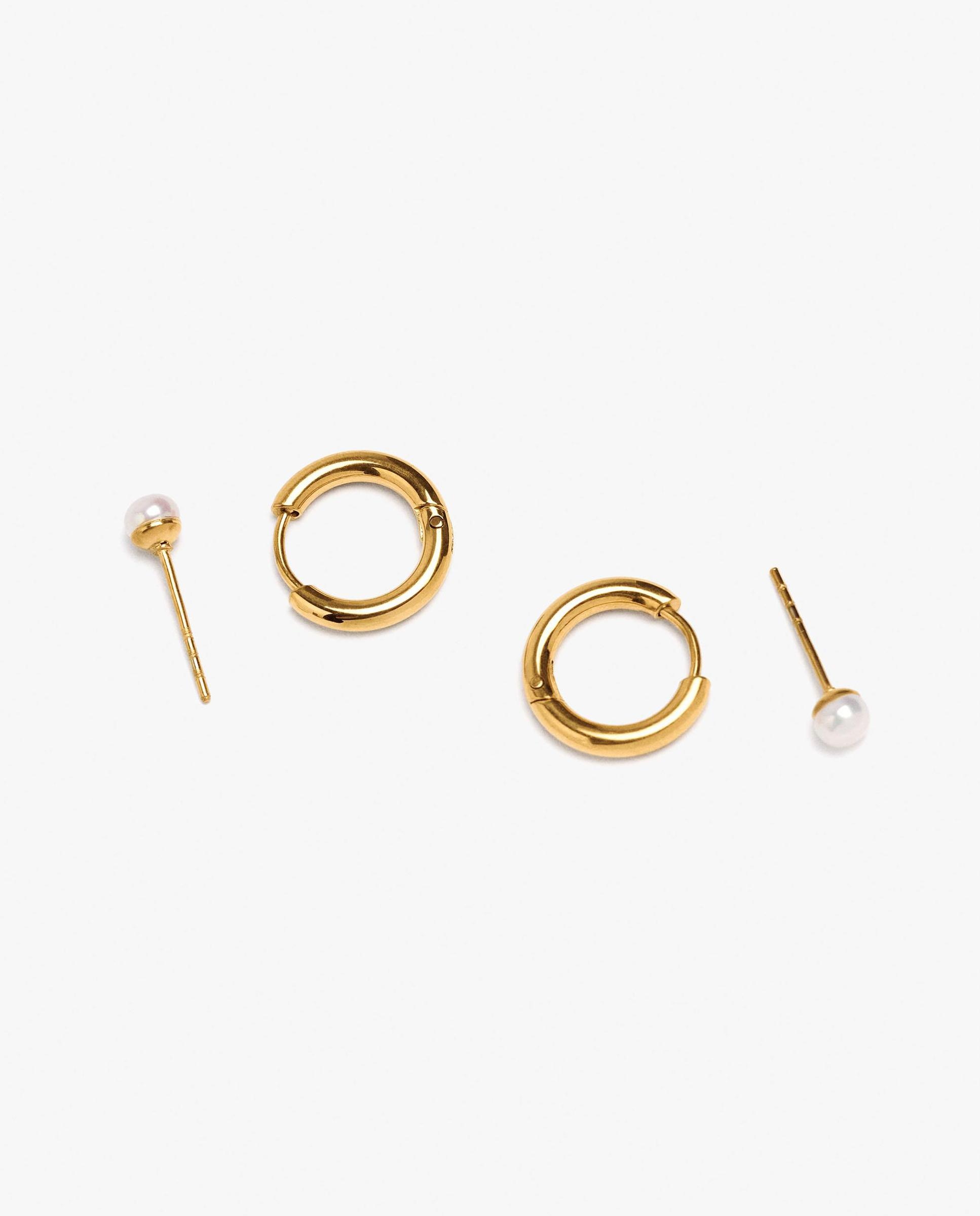 Pack de pendientes de acero inoxidable lisos - Parfois - Blanco Blanco-2