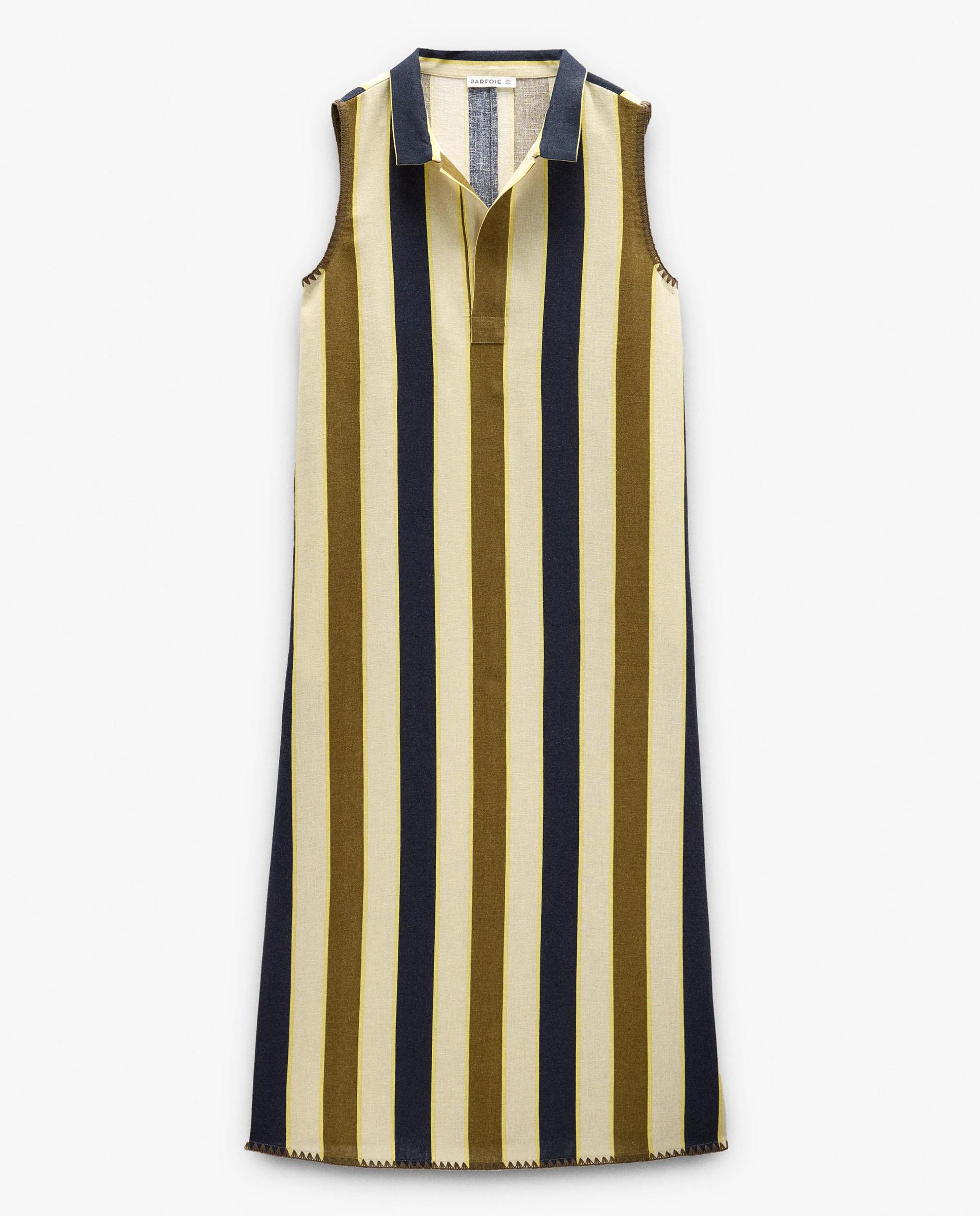 Vestido largo camisero con estampado de rayas - Parfois - Multicolor Multicolor-6