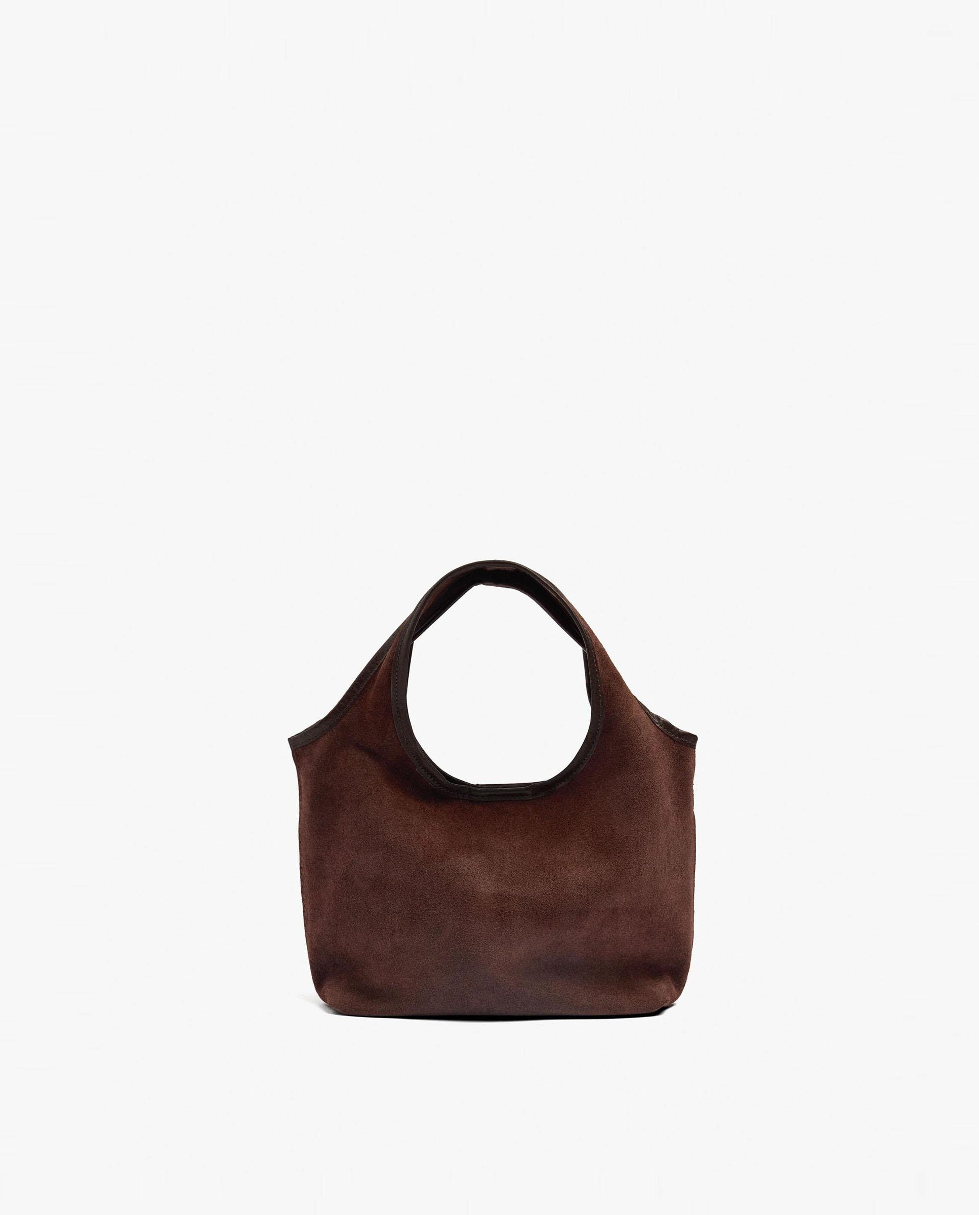 Bolso de mano estilo tote 100% piel convertible a bandolera con cierre imantado en liso - Parfois - Marrón oscuro Marrón oscuro-1