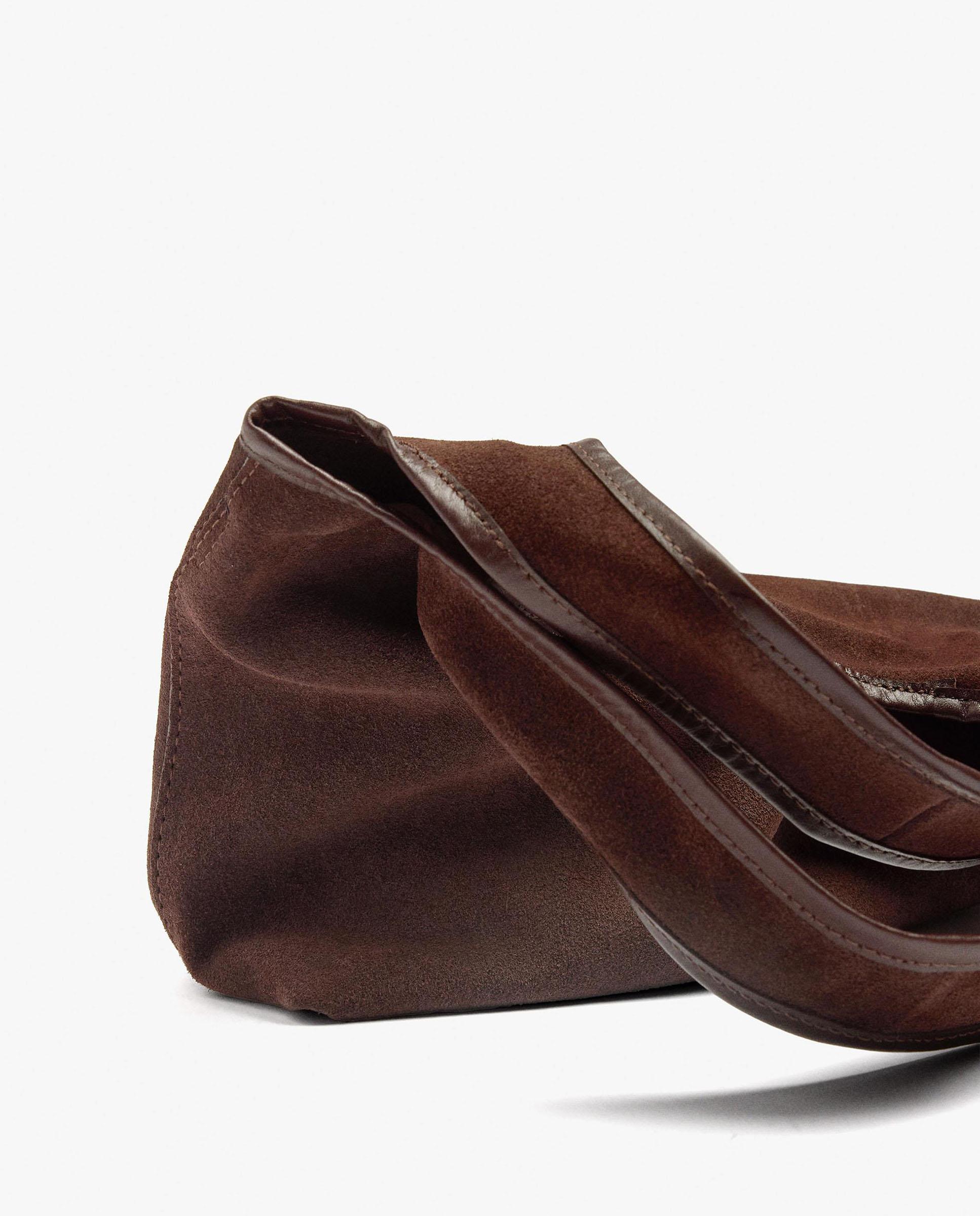 Bolso de mano estilo tote 100% piel convertible a bandolera con cierre imantado en liso - Parfois - Marrón oscuro Marrón oscuro-3