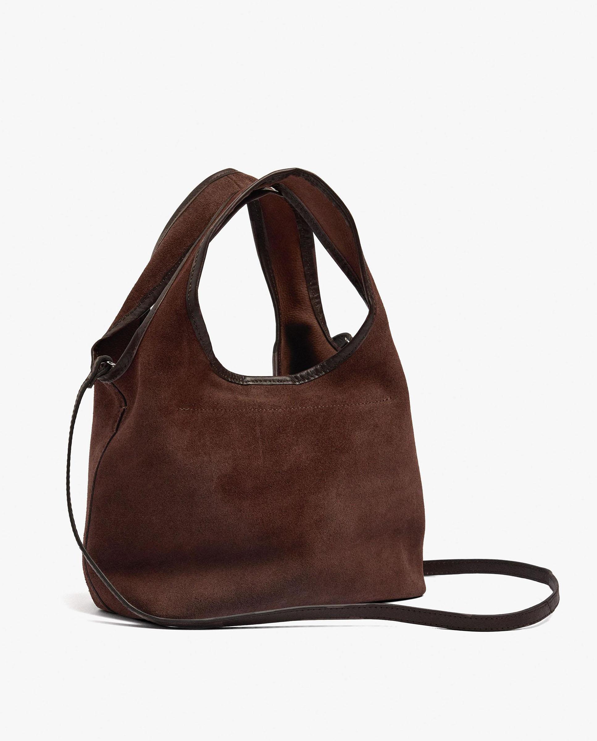 Bolso de mano estilo tote 100% piel convertible a bandolera con cierre imantado en liso - Parfois - Marrón oscuro Marrón oscuro-2