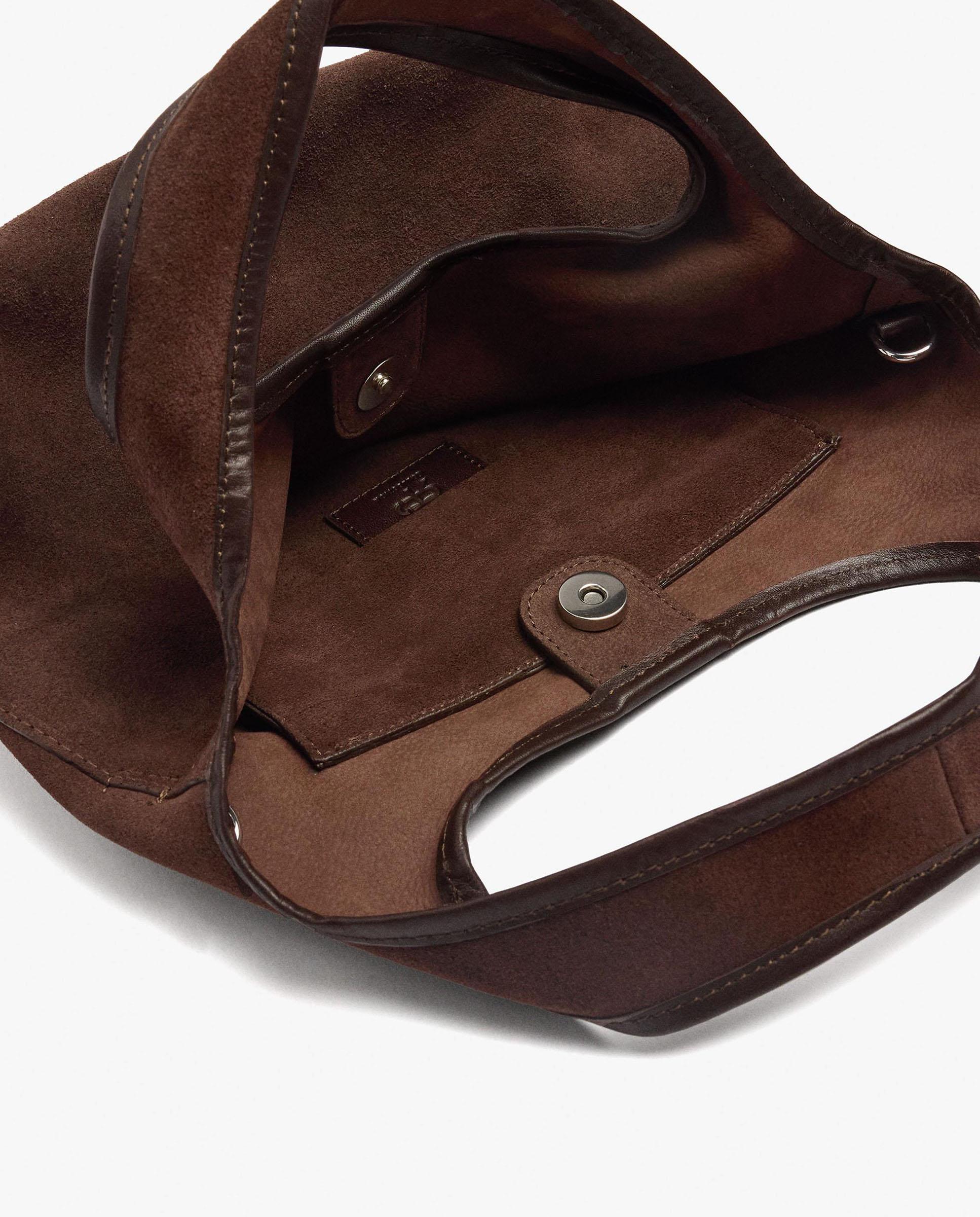 Bolso de mano estilo tote 100% piel convertible a bandolera con cierre imantado en liso - Parfois - Marrón oscuro Marrón oscuro-4