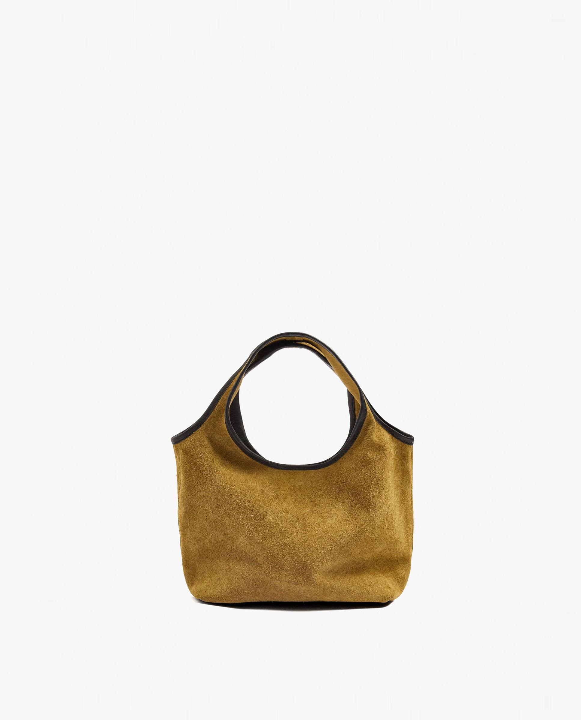 Bolso de mano estilo tote 100% piel convertible a bandolera con cierre imantado en liso - Parfois - Mostaza Mostaza-1