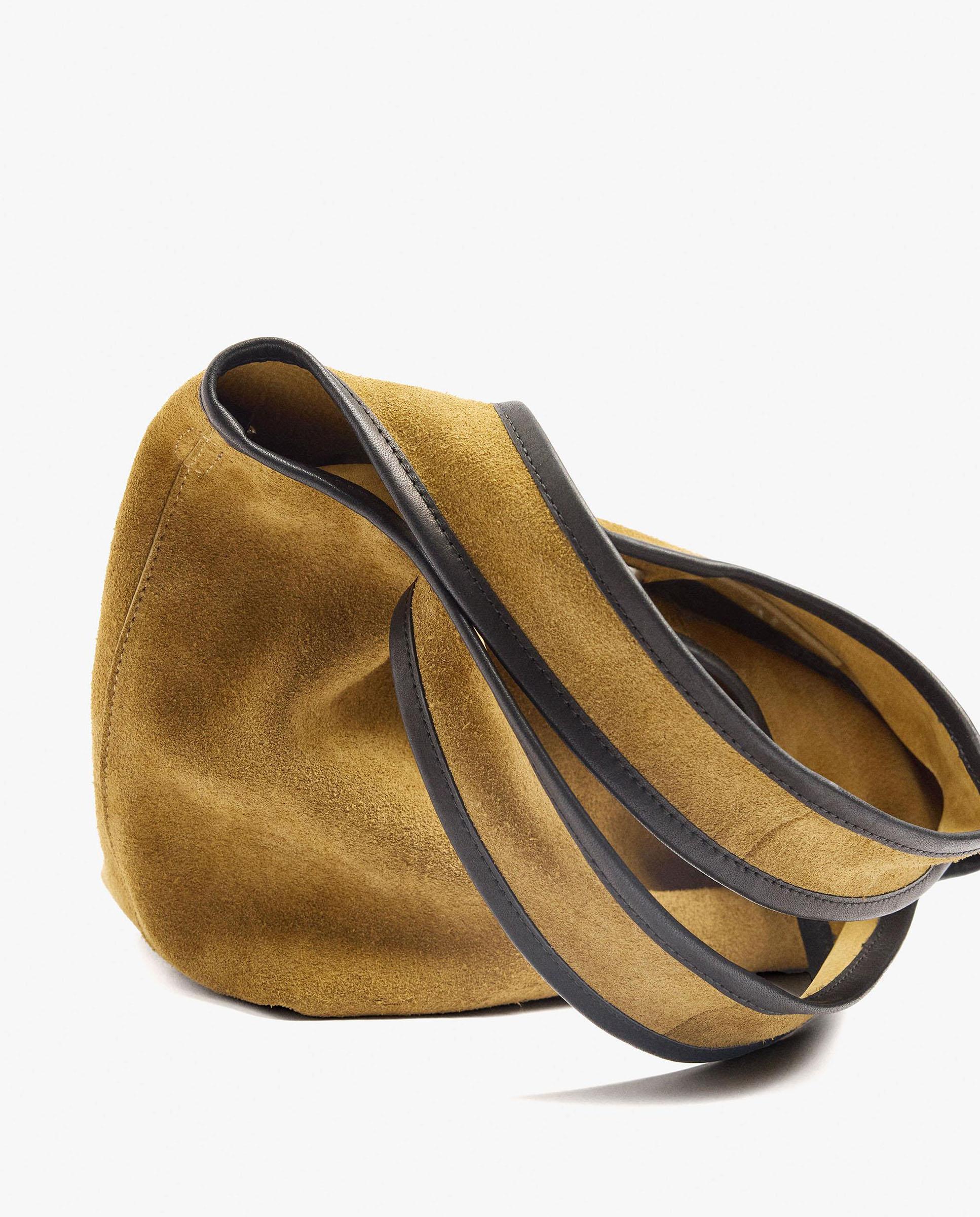 Bolso de mano estilo tote 100% piel convertible a bandolera con cierre imantado en liso - Parfois - Mostaza Mostaza-3