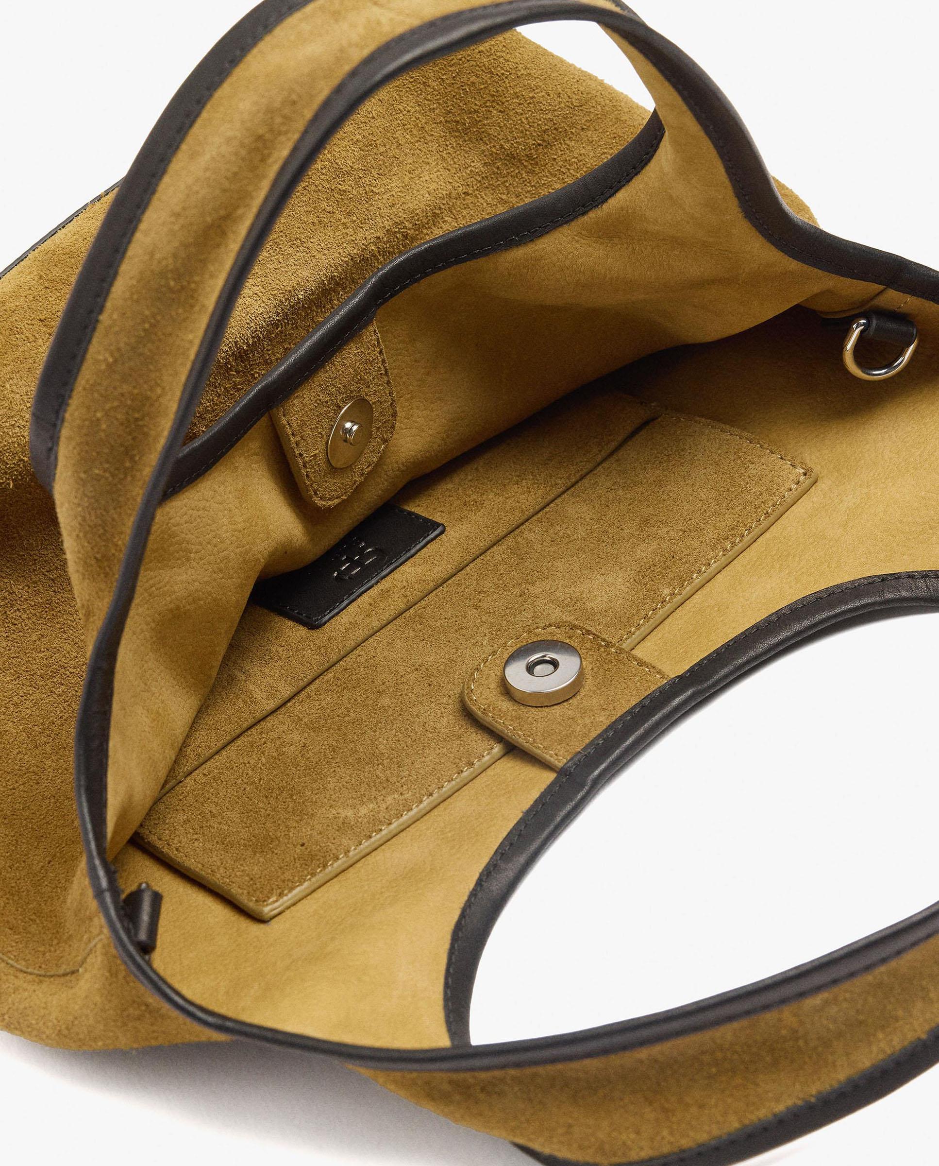 Bolso de mano estilo tote 100% piel convertible a bandolera con cierre imantado en liso - Parfois - Mostaza Mostaza-5