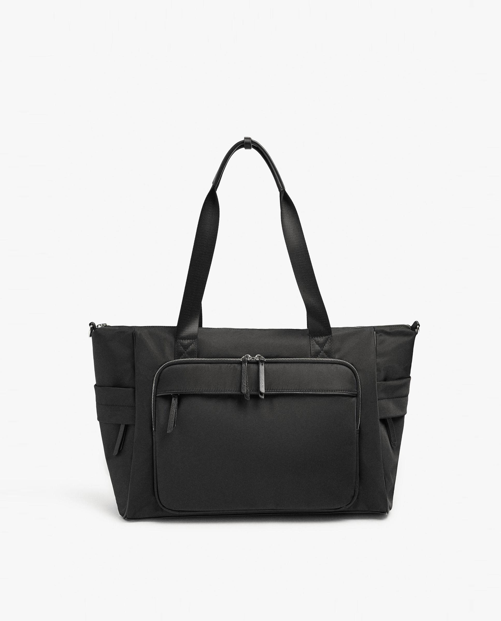 Bolso de hombro con varios compartimentos y cierre de cremallera en liso - Parfois - Negro Negro-1