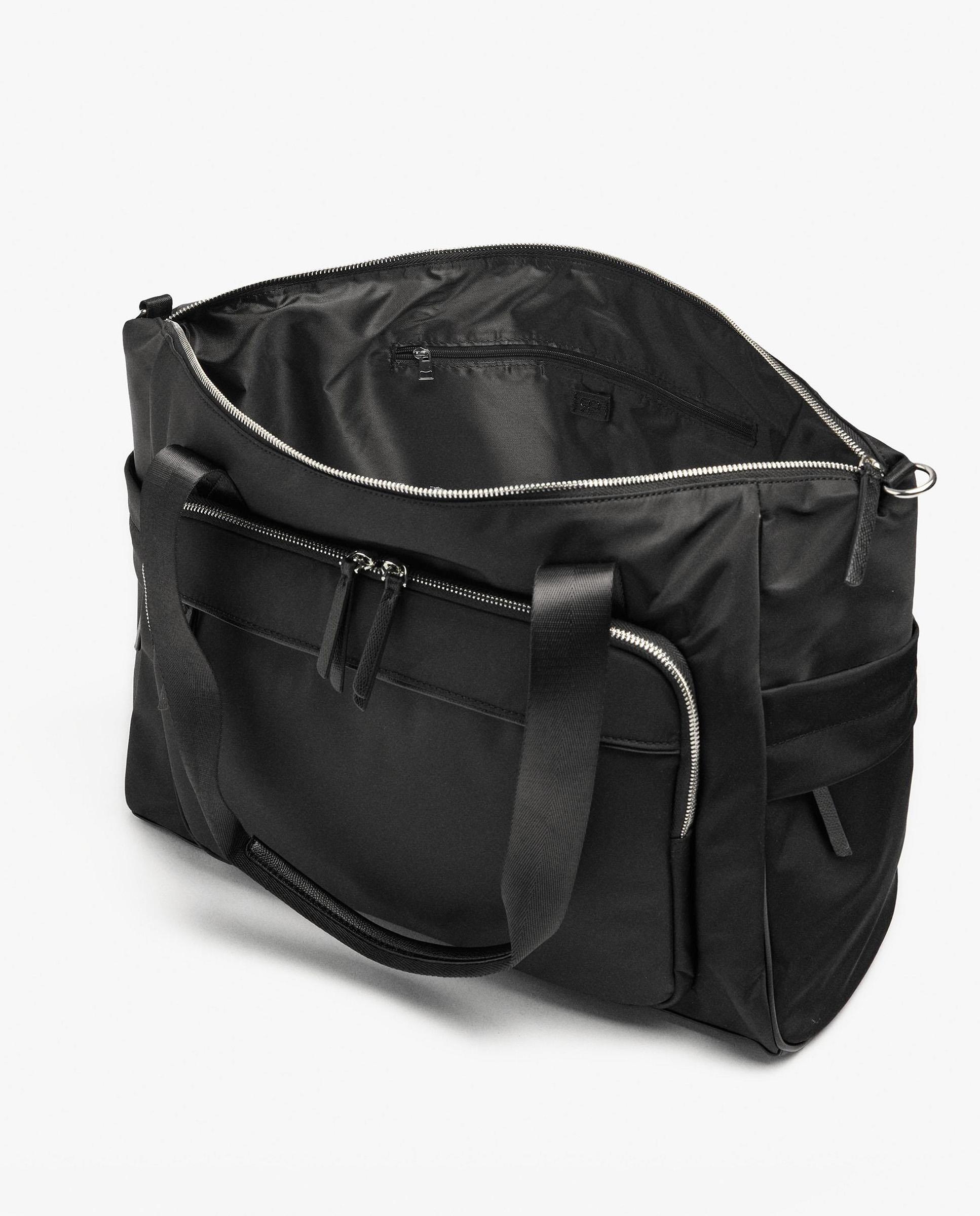 Bolso de hombro con varios compartimentos y cierre de cremallera en liso - Parfois - Negro Negro-5