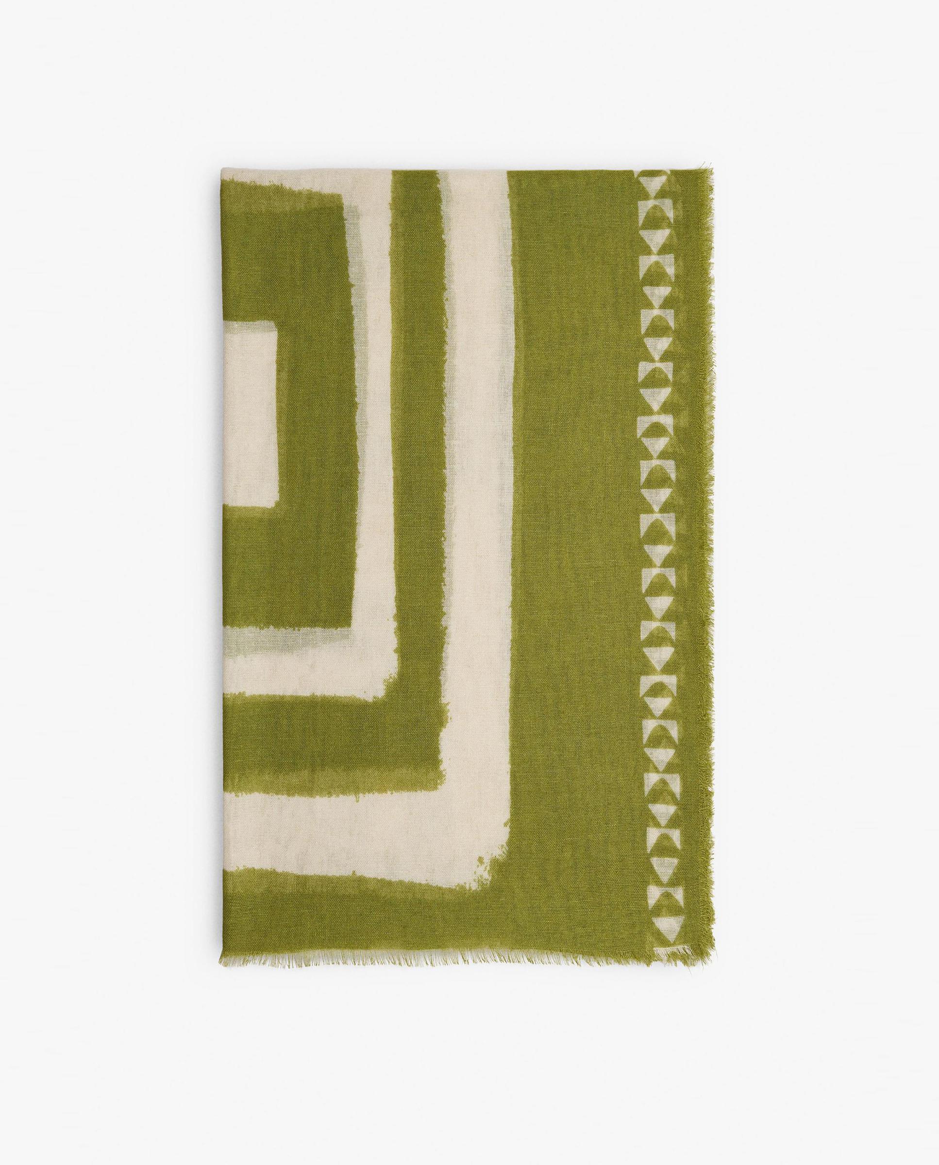 Imagen 1 de Pañuelo con pespuntes y estampado geométrico - Parfois - Verde Verde