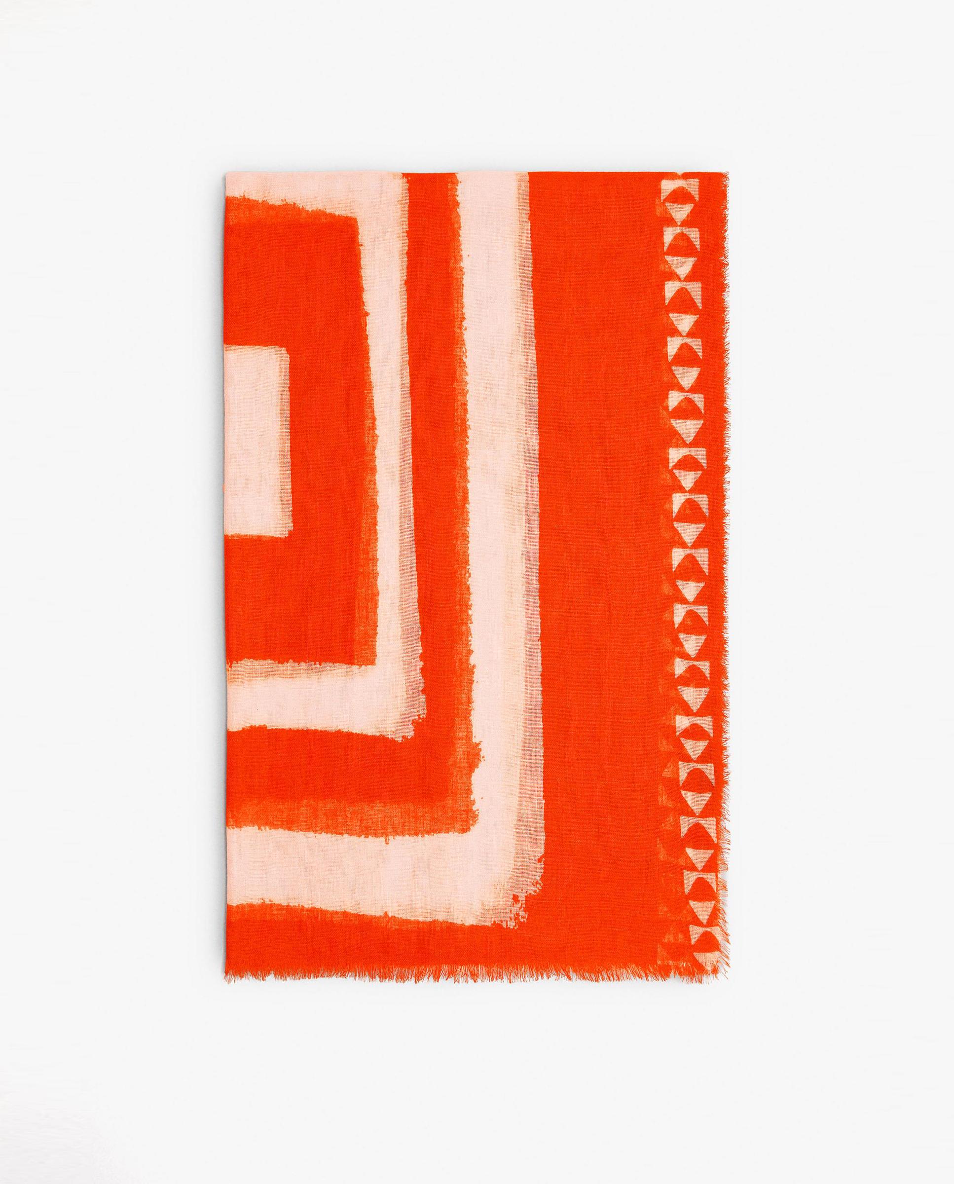 Imagen 1 de Pañuelo con pespuntes y estampado geométrico - Parfois - Naranja Naranja