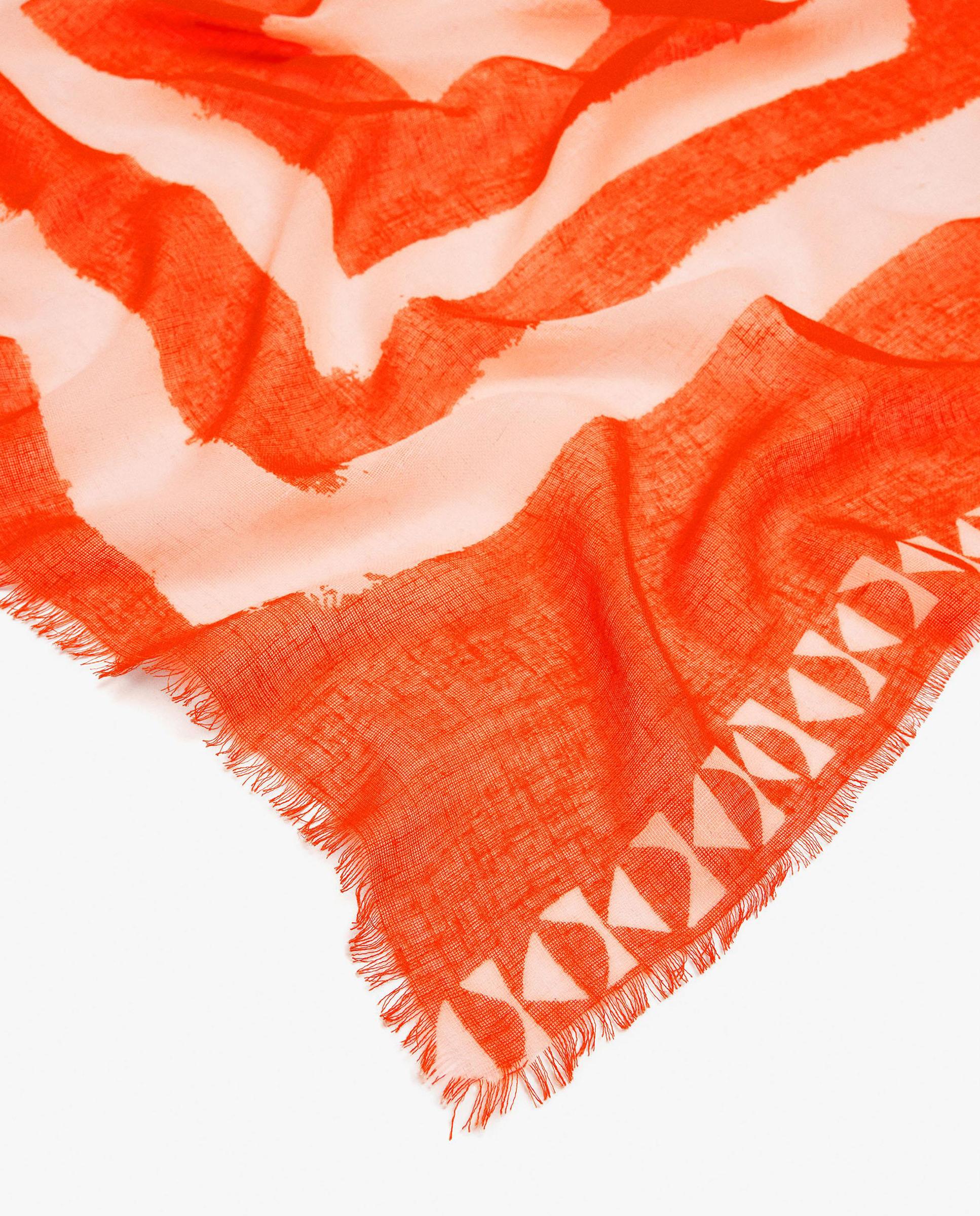 Imagen 3 de Pañuelo con pespuntes y estampado geométrico - Parfois - Naranja Naranja