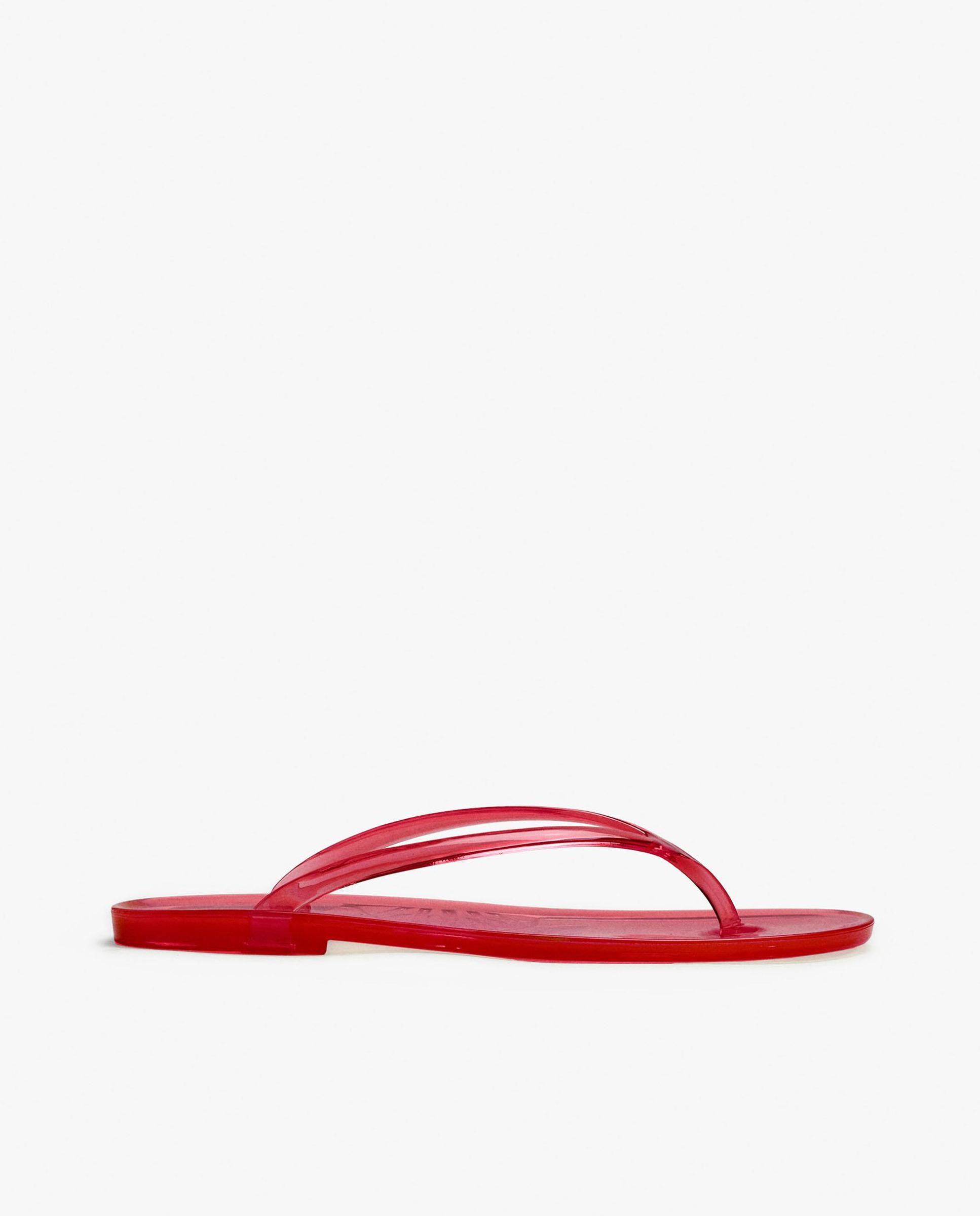 Imagen 0 de Chanclas de mujer de dedo transparentes con diseño minimalista Rojo