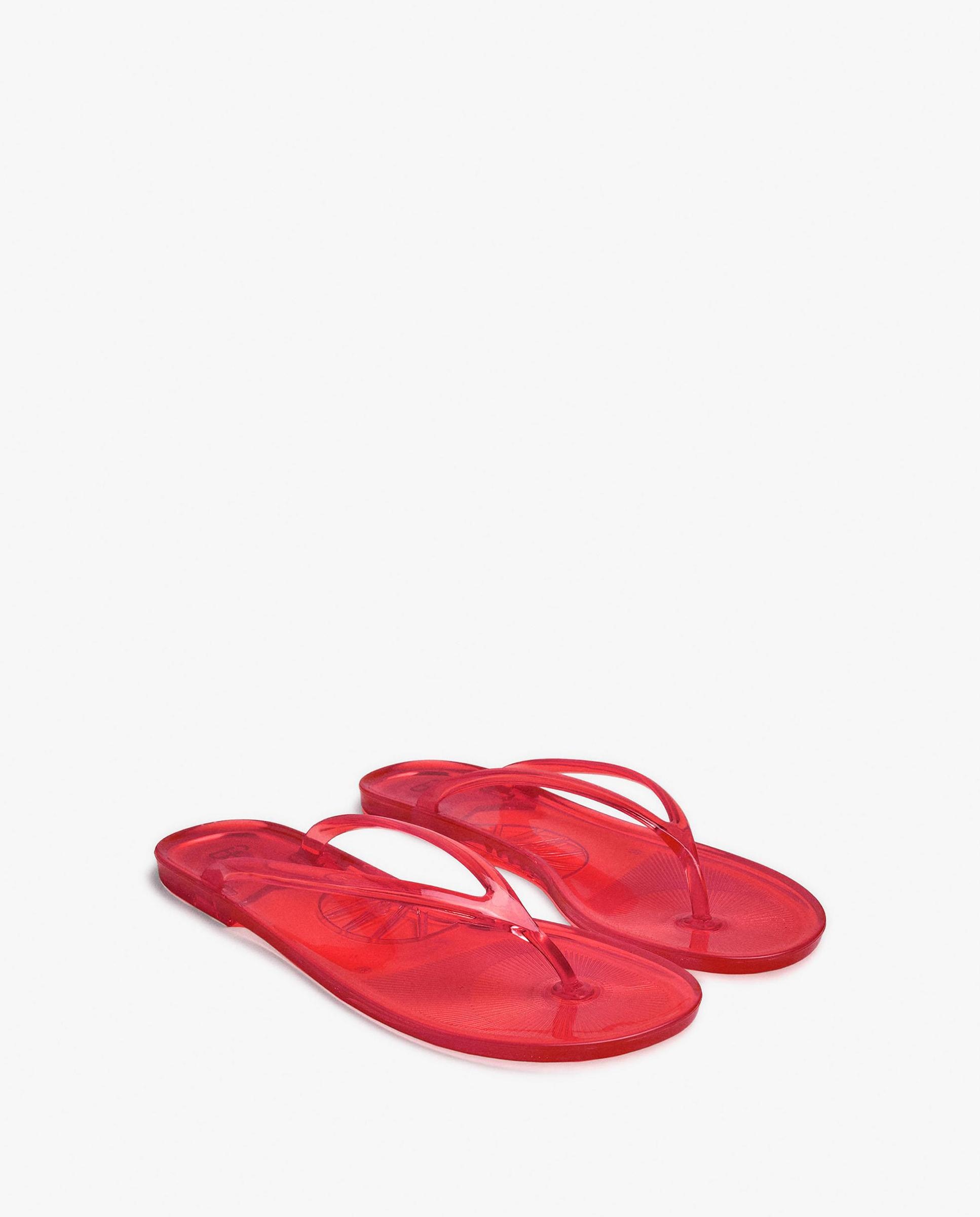 Chanclas de mujer de dedo transparentes con diseño minimalista - Parfois - Rojo Rojo-2